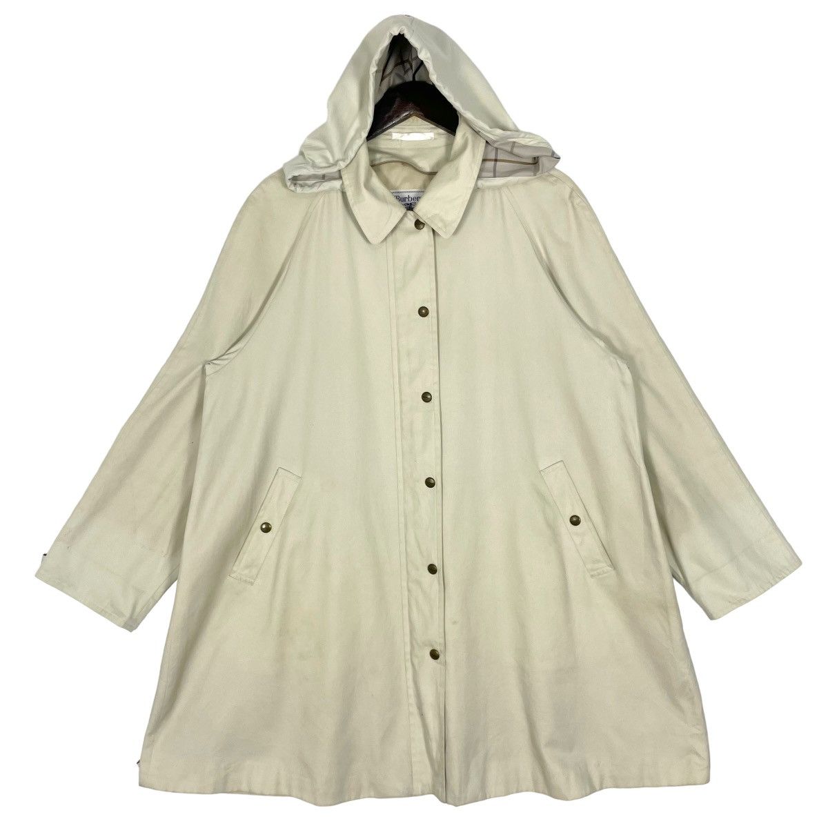 Burberry Vintage 90s Burberrys Trench Coat Hoodie Button Up Jacket Size US L / EU 52-54 / 3 - 4 Thumbnail