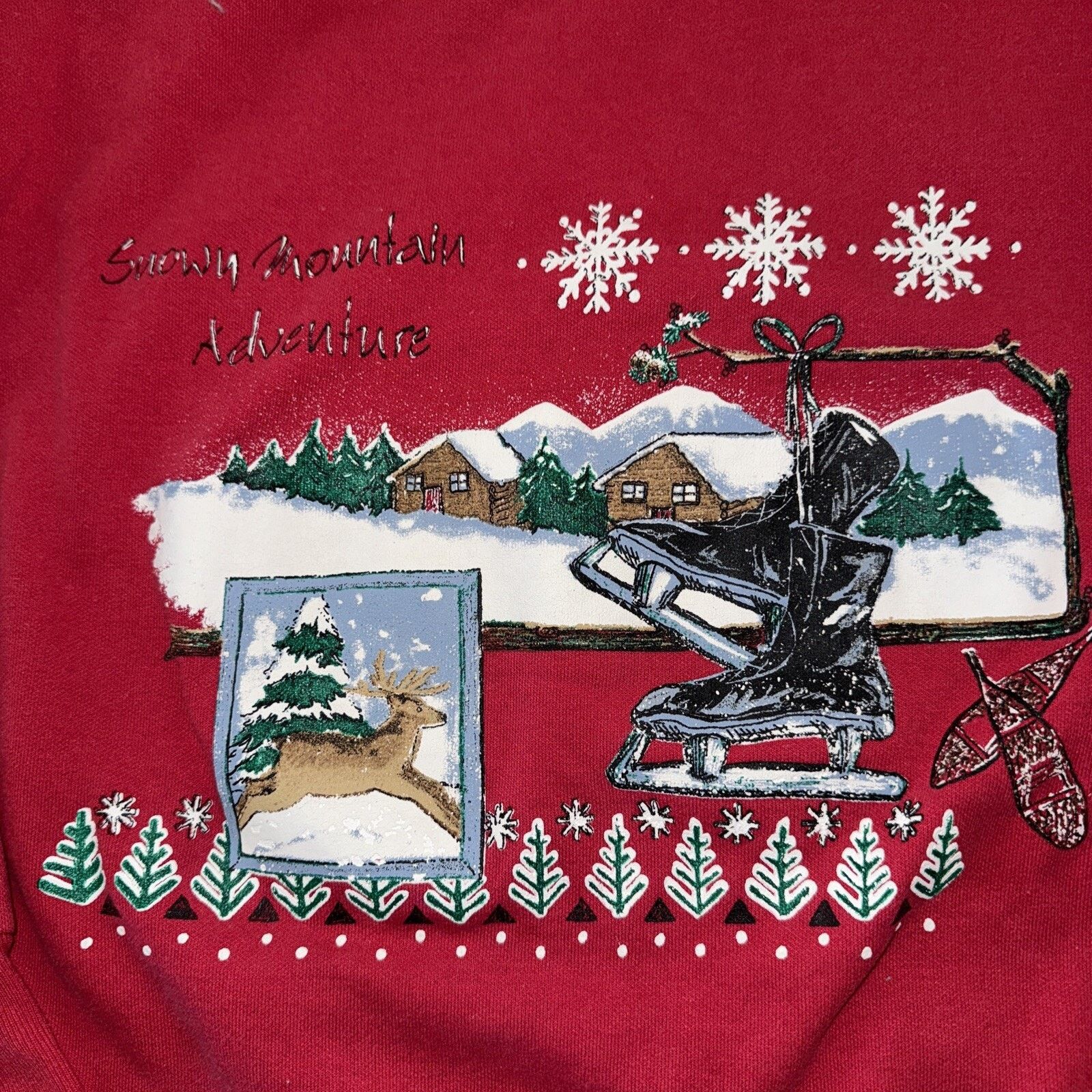 Vintage Christmas Sweater Red Large 21x25 Granny Core Bobbie Brook Size L / US 10 / IT 46 - 2 Thumbnail