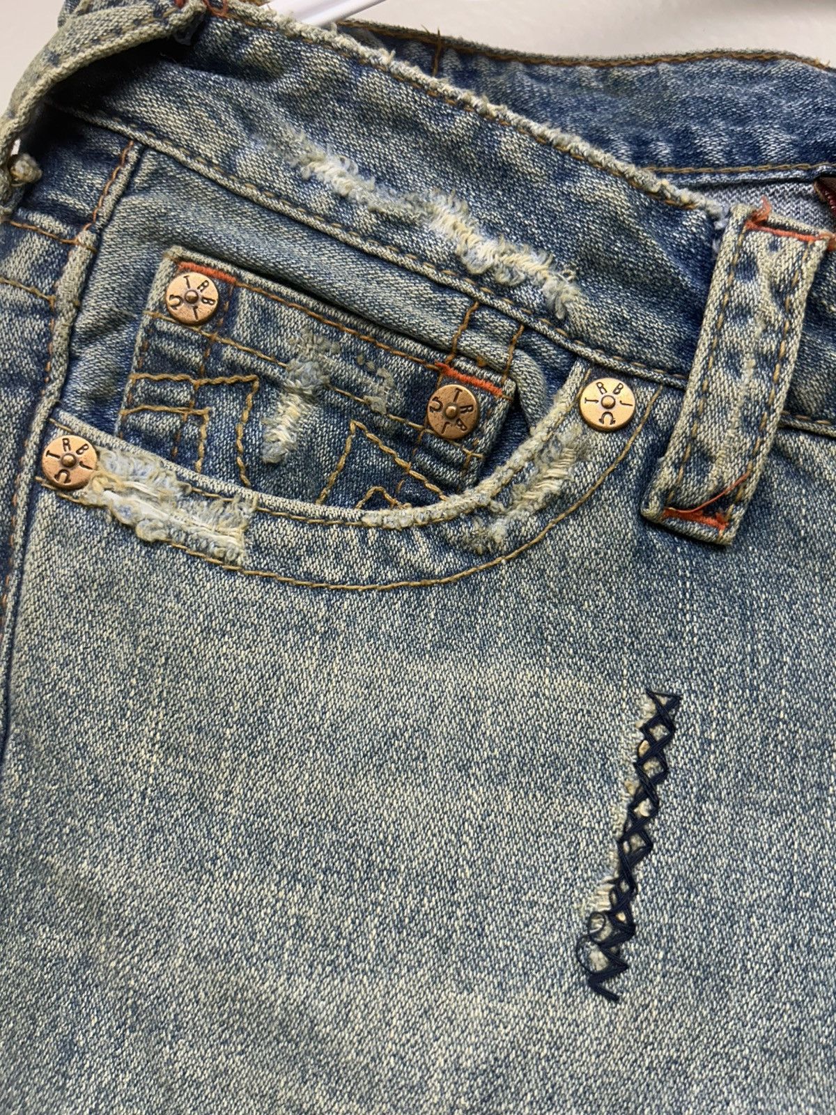 True Religion RARE Vintage True Religion Distressed Patchwork Flare Jeans Size 29" - 8 Thumbnail