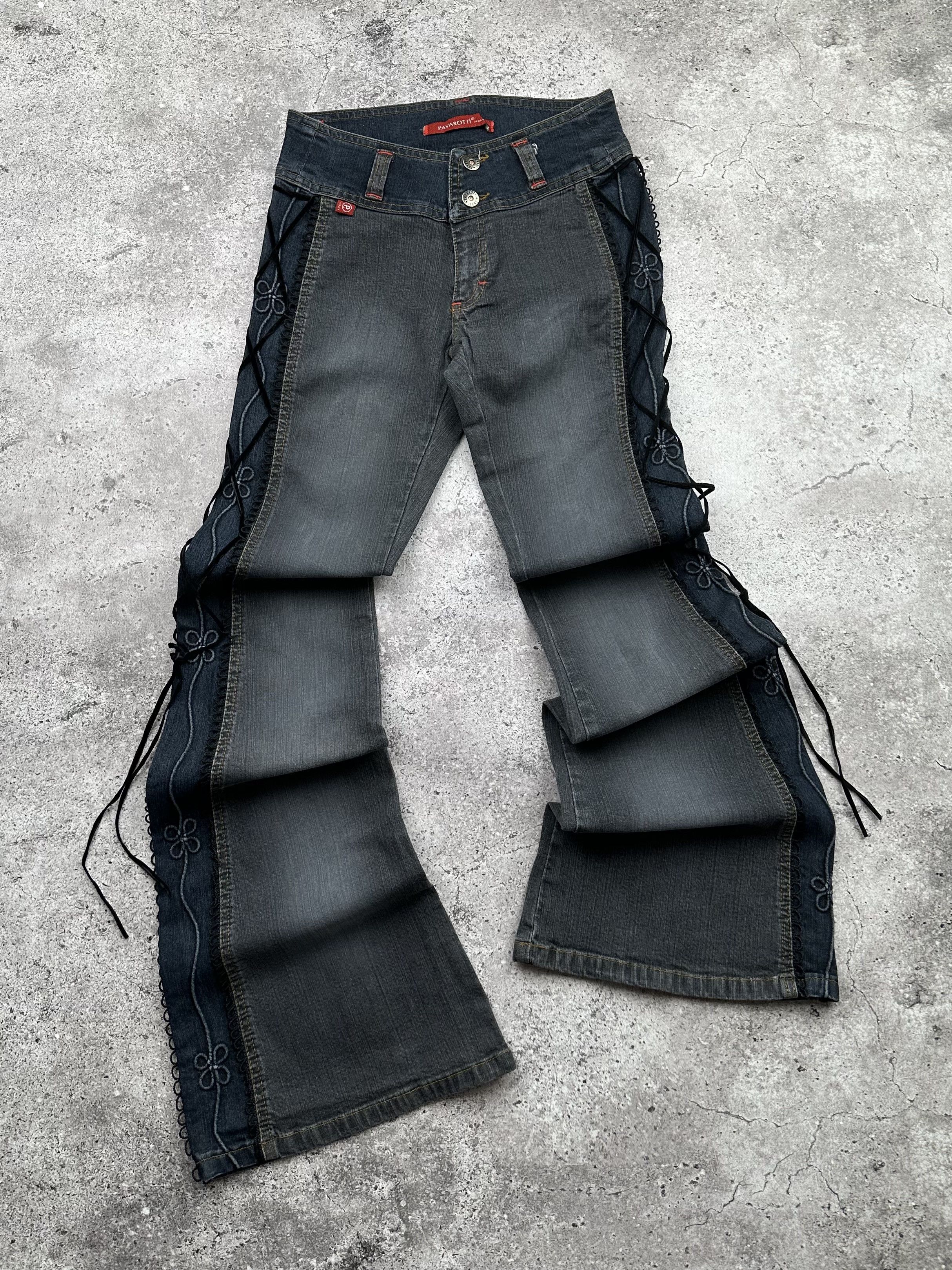 image of Avant Garde x Vintage Flare Bondage Jeans in Blue/Grey, Women's (Size 26)