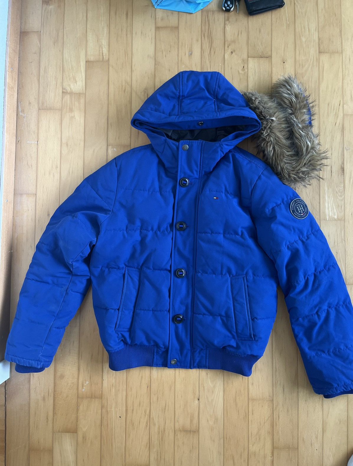 Tommy Hilfiger Tommy Hilfiger Blue Puffer Jacket Fur Hood Bomber Coat Y2K Size US S / EU 44-46 / 1 - 1 Thumbnail