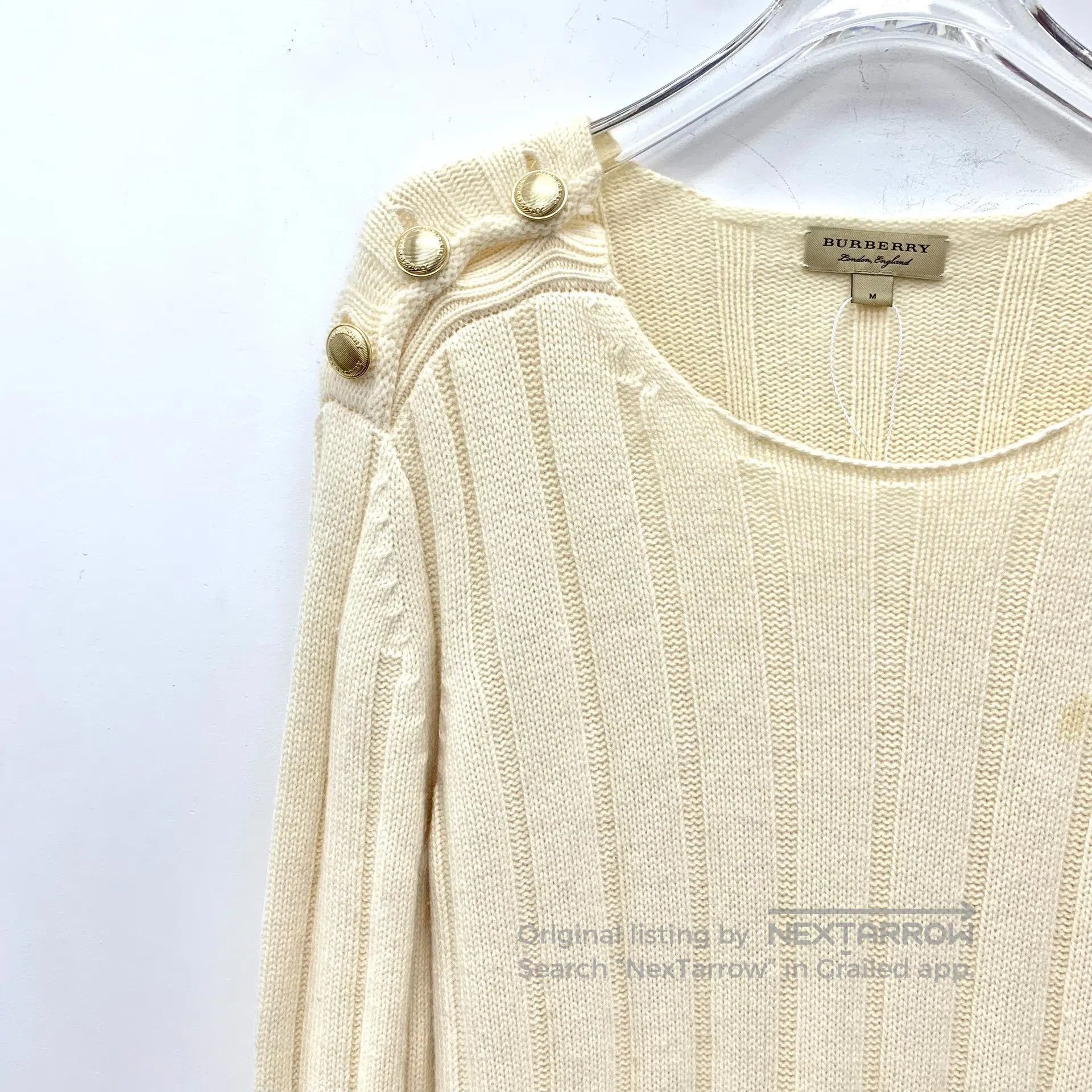 Burberry Burberry Beige buttoned woolen round-neck long-sleeve swea Size US M / EU 48-50 / 2 - 3 Thumbnail