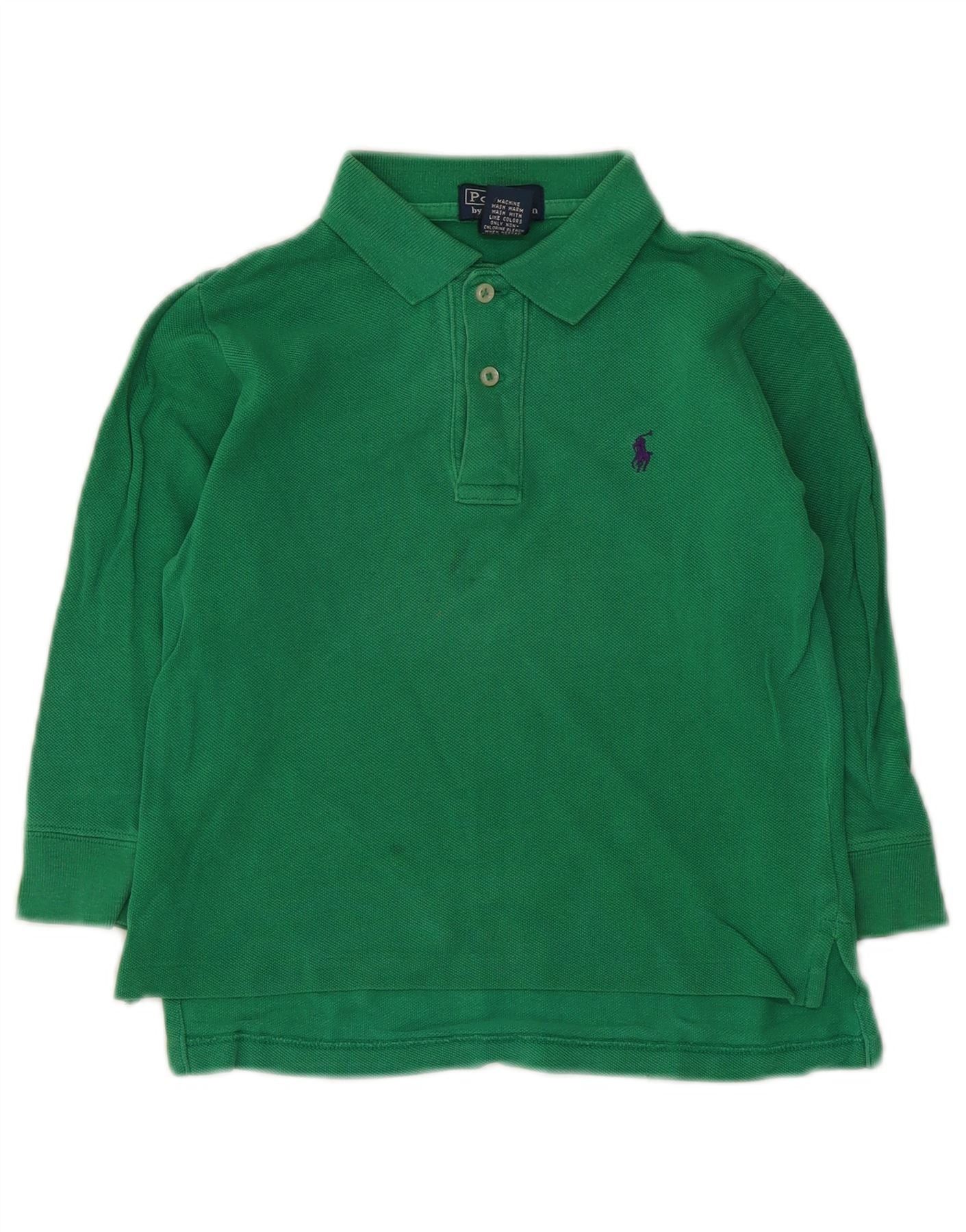 Polo Ralph Lauren Boys Long Sleeve Polo Shirt 3-4 Years Green Cotton Size XXS / US 00 / IT 34 - 1 Thumbnail