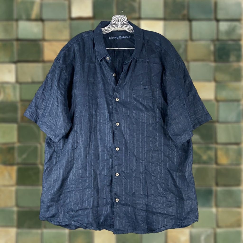 Tommy Bahama TOMMY BAHAMA Blue Linen Button-Up Shirt Adult XL Short Sleeve Mens Size US XL / EU 56 / 4 - 1 Thumbnail