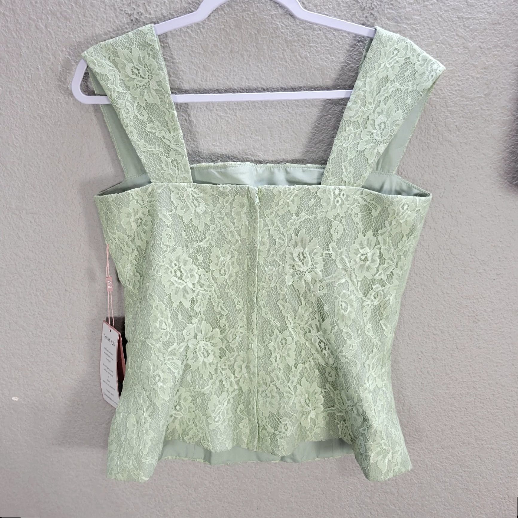 Olive Women's BM Bridal Olive Green Lace Fliral Prom Top Cropped Evening Sz S NWT Sleeveless Tank Party/Cocktail Womens Size S / US 4 / IT 40 - 5 Thumbnail