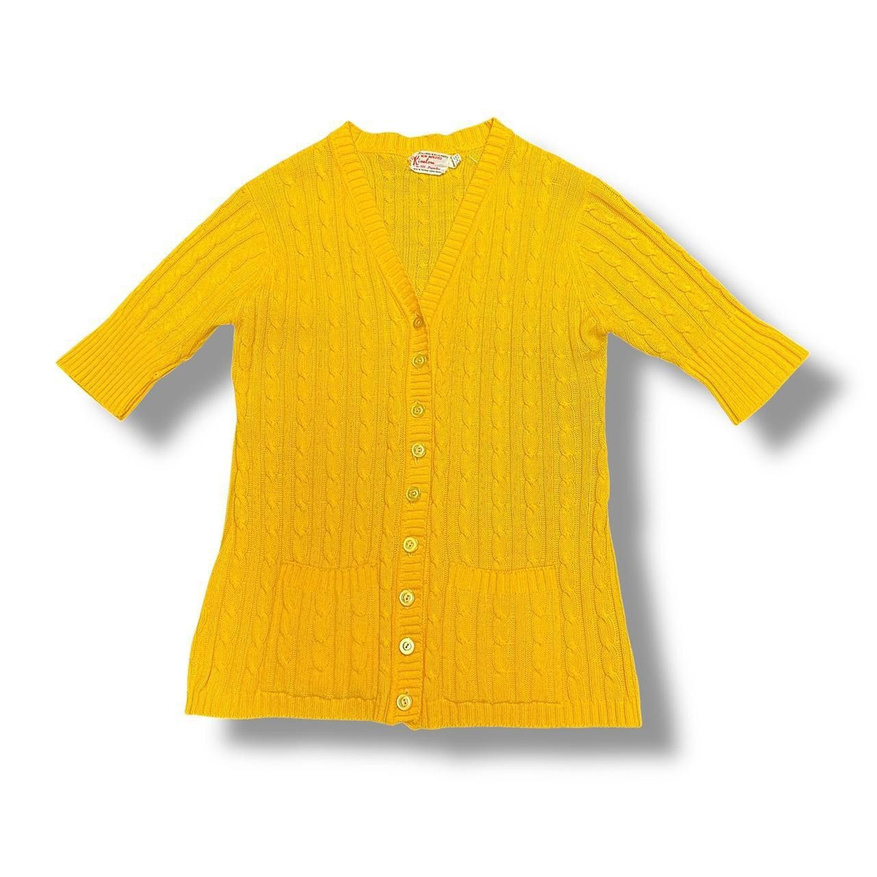 Designer Vintage Yellow Knit Cardigan Size S / US 4 / IT 40 - 1 Thumbnail