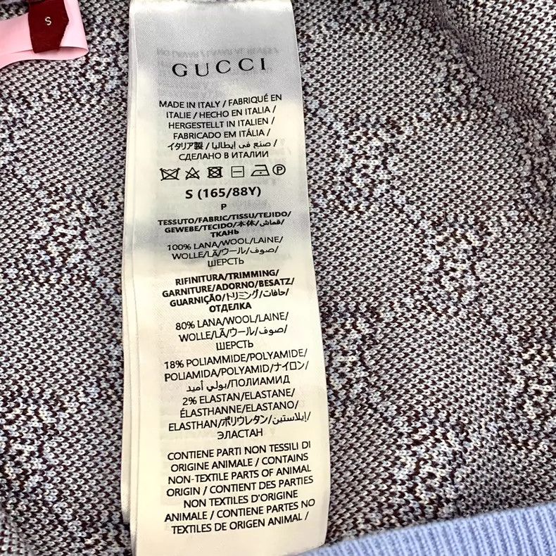 Gucci Gucci Light blue logo jacquart full printed wool V-neck sin Size US S / EU 44-46 / 1 - 8 Thumbnail