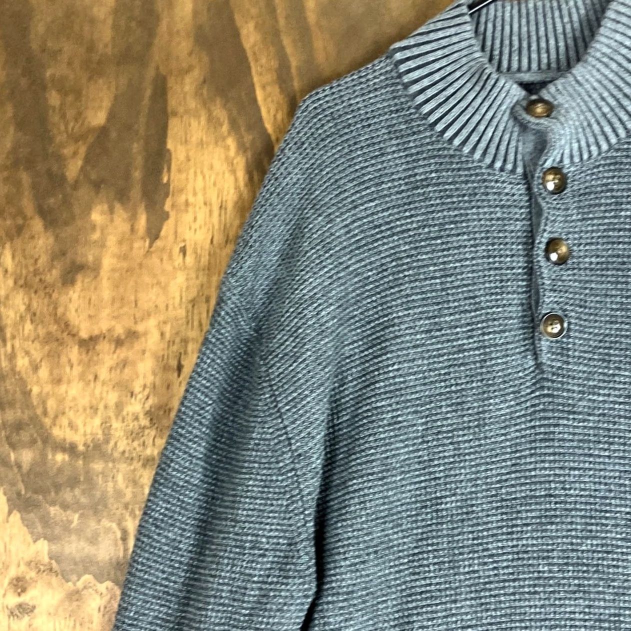 Vintage St. John's Bay Mens Sweater Gray Pullover Henley Outdoors 100% Cotton 2XL Knitted Tight-Knit Wool? Size US XXL / EU 58 / 5 - 4 Thumbnail