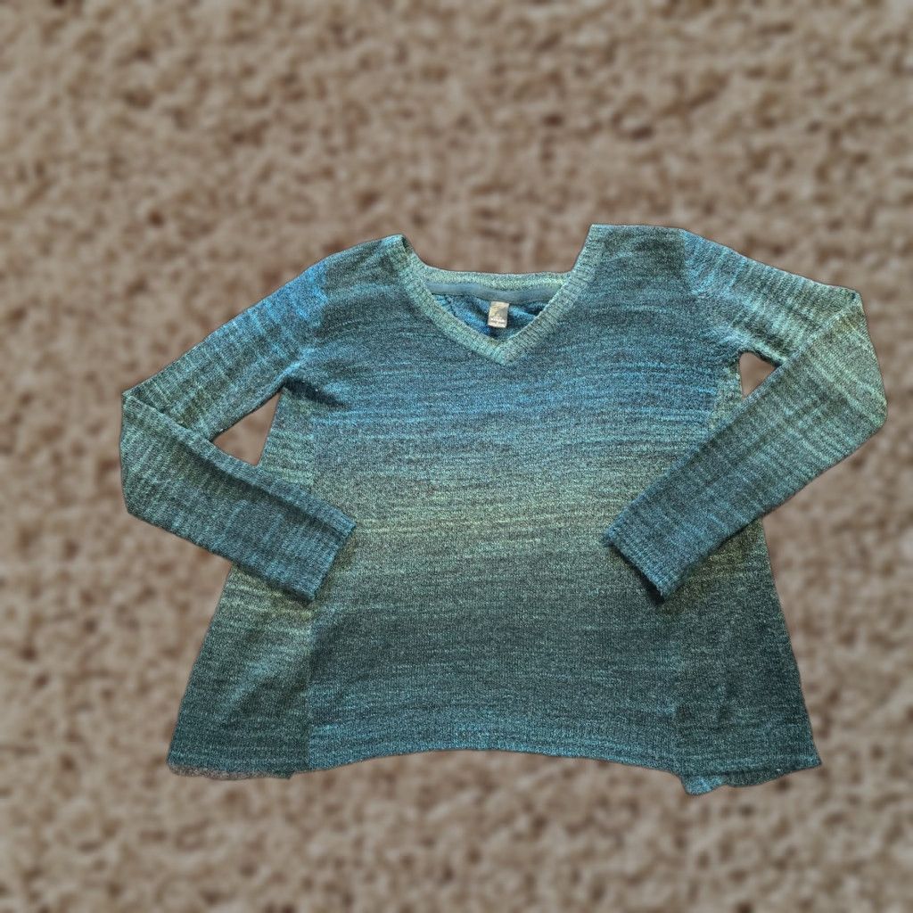 Prana Prana Sweater Womens Size Small Green Striped Knit Long Sleeve Open Back Casual Pullover Lightweight Knit Size S / US 4 / IT 40 - 1 Thumbnail