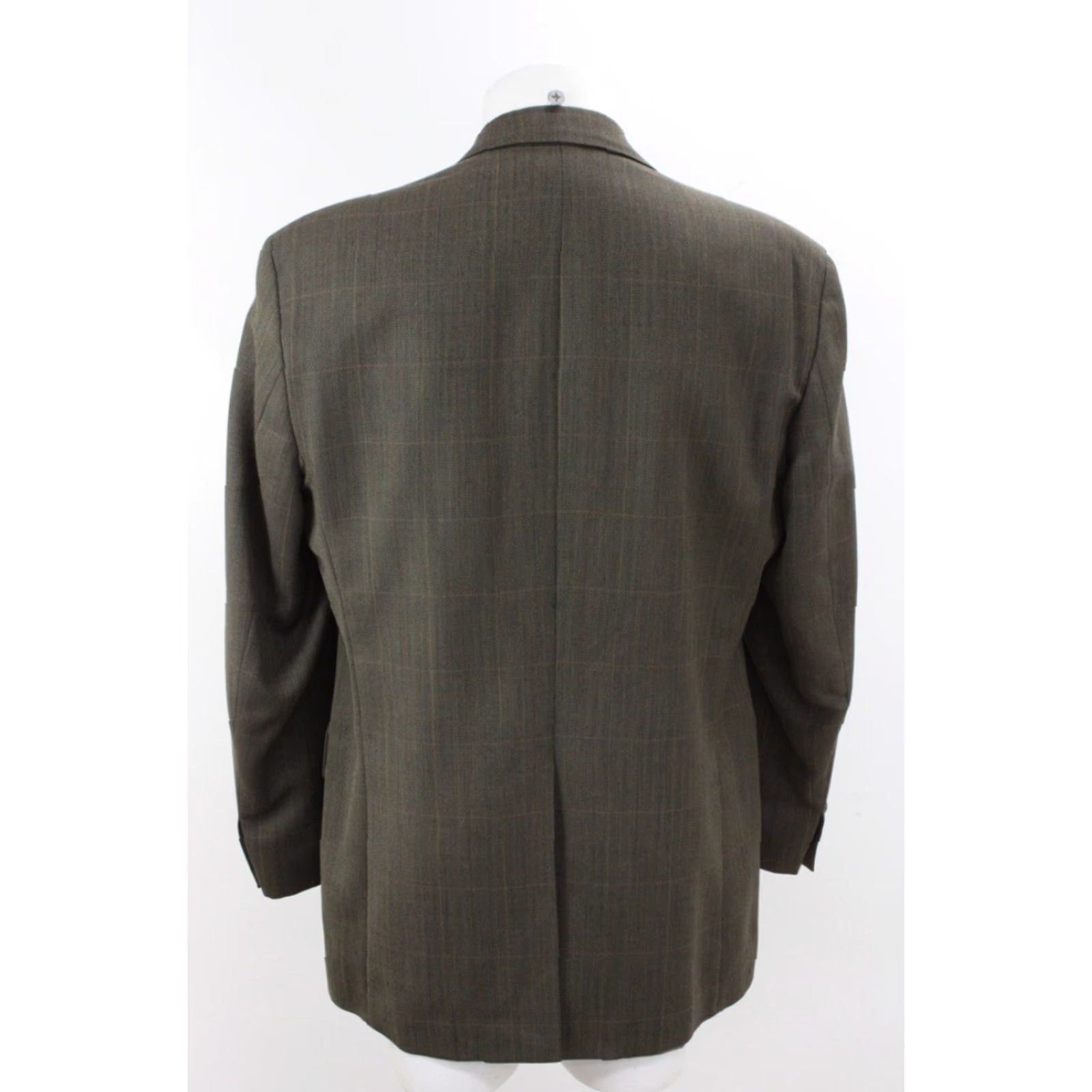 Ralph Lauren Chaps Ralph Lauren Blazer Men’s 42T Wool Green Windowpane Plaid Preppy Style Notch Lapel 2-Button Single-Breasted Regular Fit Size 42R - 4 Thumbnail
