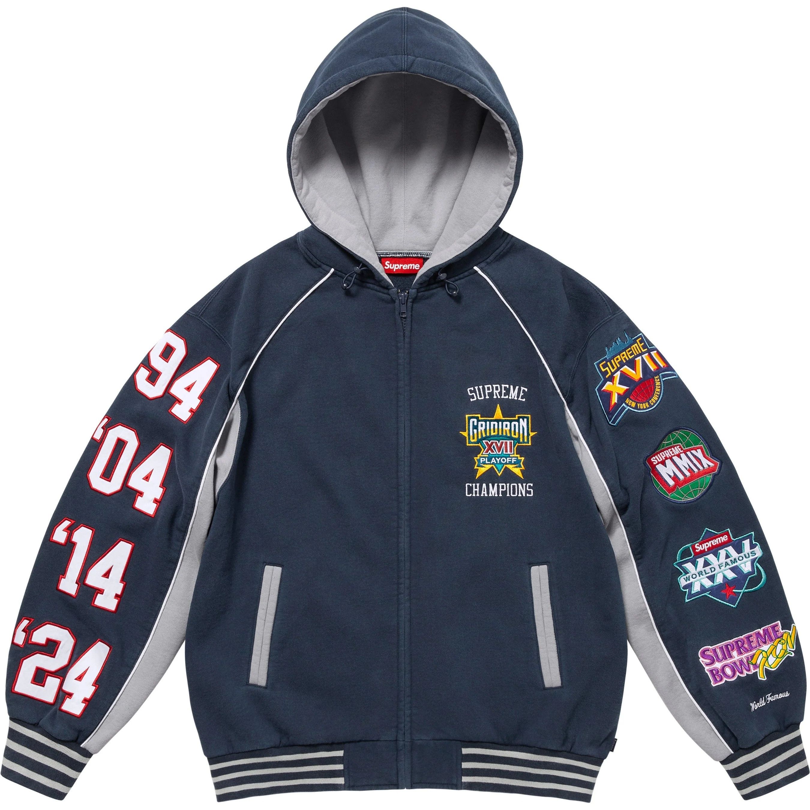Supreme Supreme League Champs Zip Up Hooded Sweatshirt Navy | Grailed