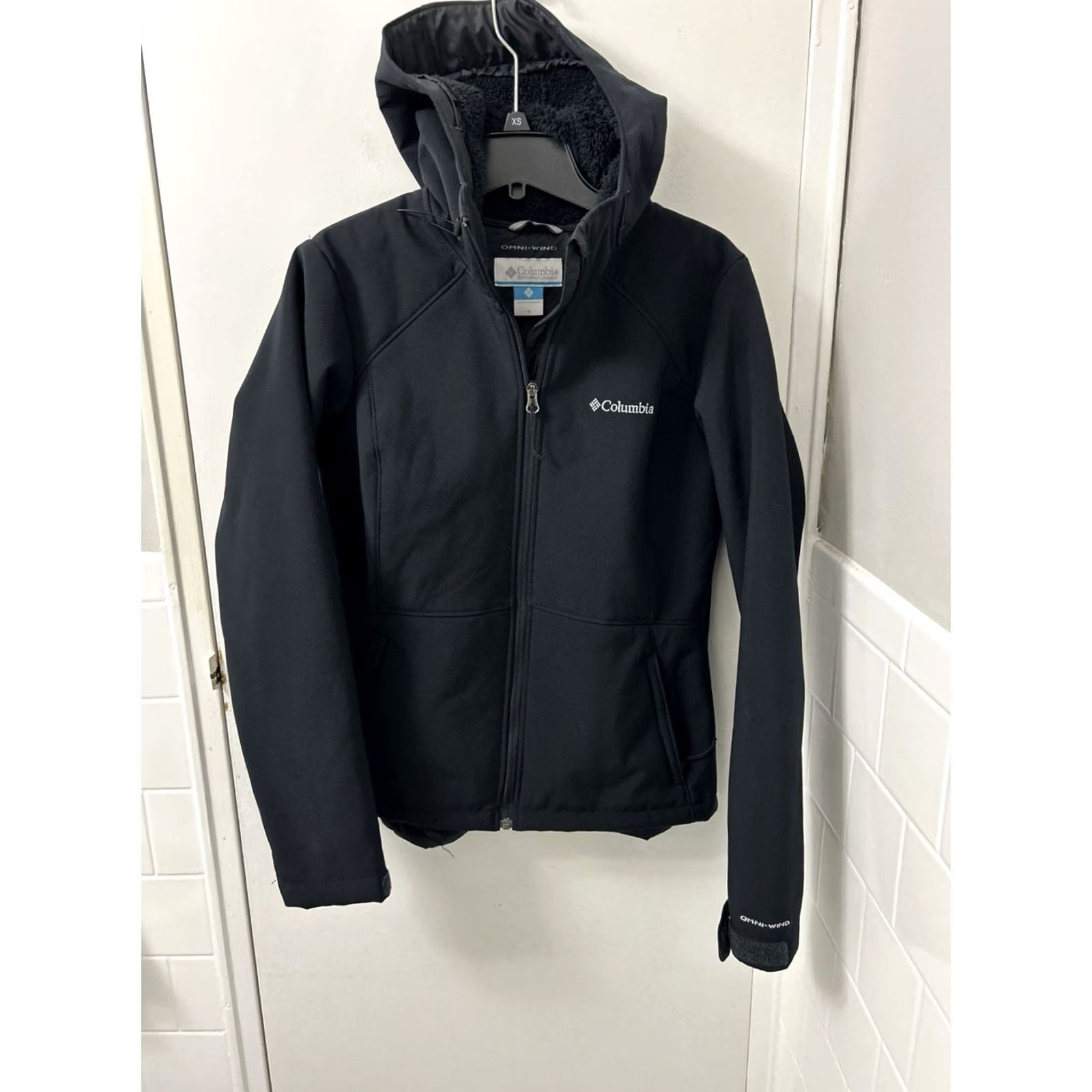 Vintage Columbia Jacket Womens M Black Omni-Wind Sherpa Lined Hooded Full Zip L/S Size M / US 6-8 / IT 42-44 - 2 Thumbnail