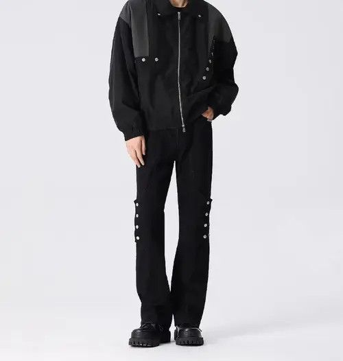 VIBE Black High Street Paneled Breasted Straight Distressed Jeans Size US 30 / EU 46 - 4 Thumbnail