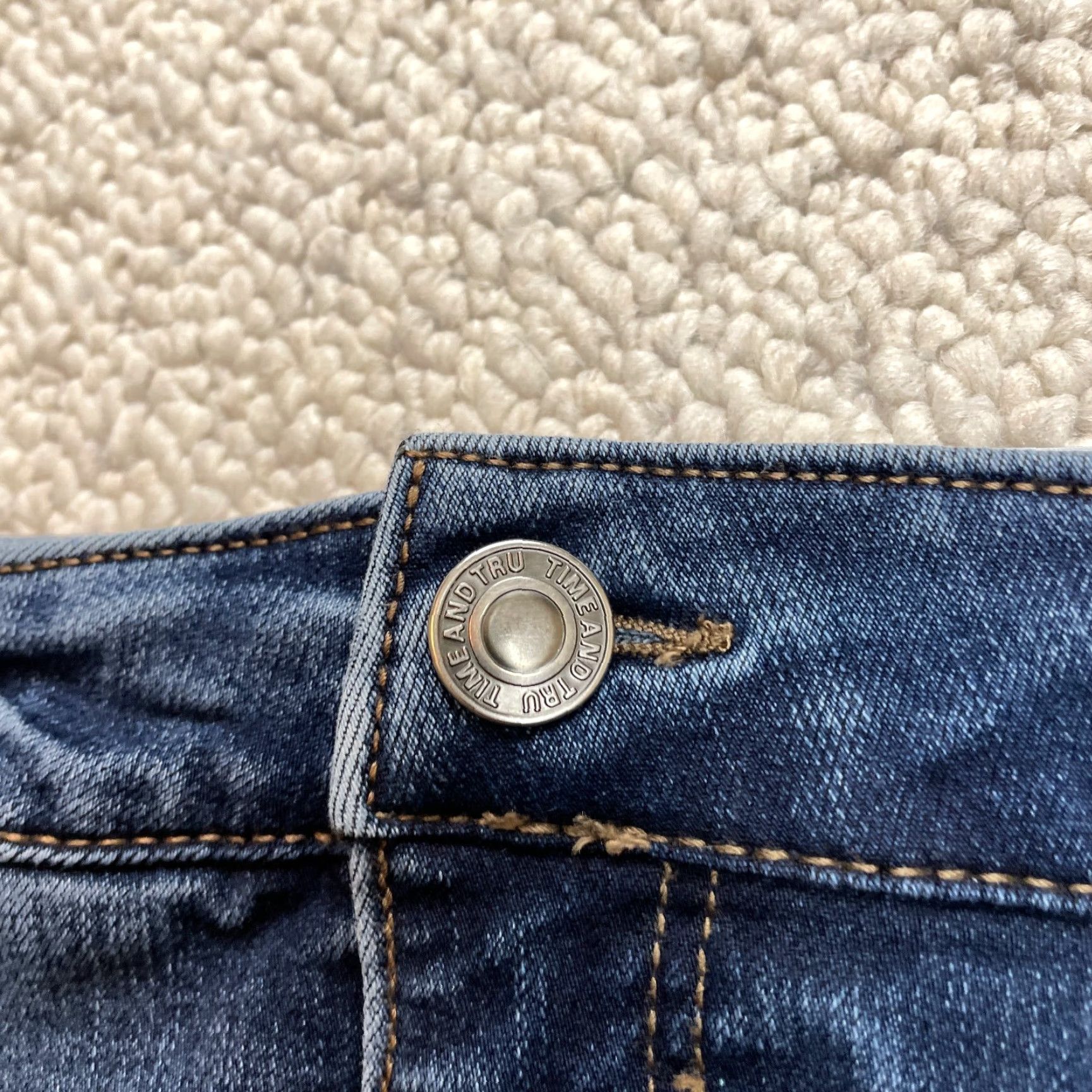 Vintage Time and Tru Jeans Womens 16 Blue Denim Dark Wash Straight Leg Stretch 35x26 Size 38" / US 16 / IT 52 - 6 Thumbnail