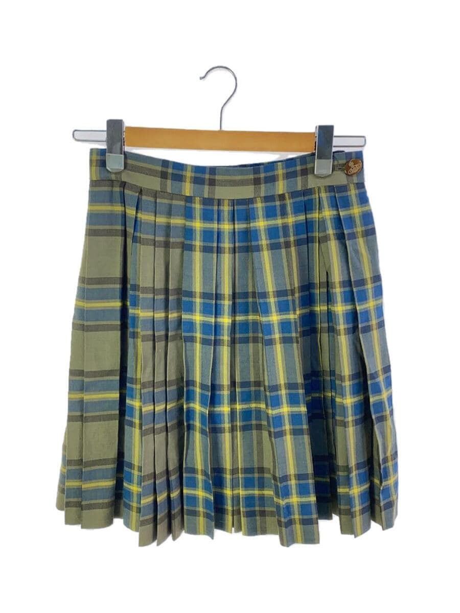 image of Vivienne Westwood Checkered Wool Skirt in Blue, Women's (Size 26)