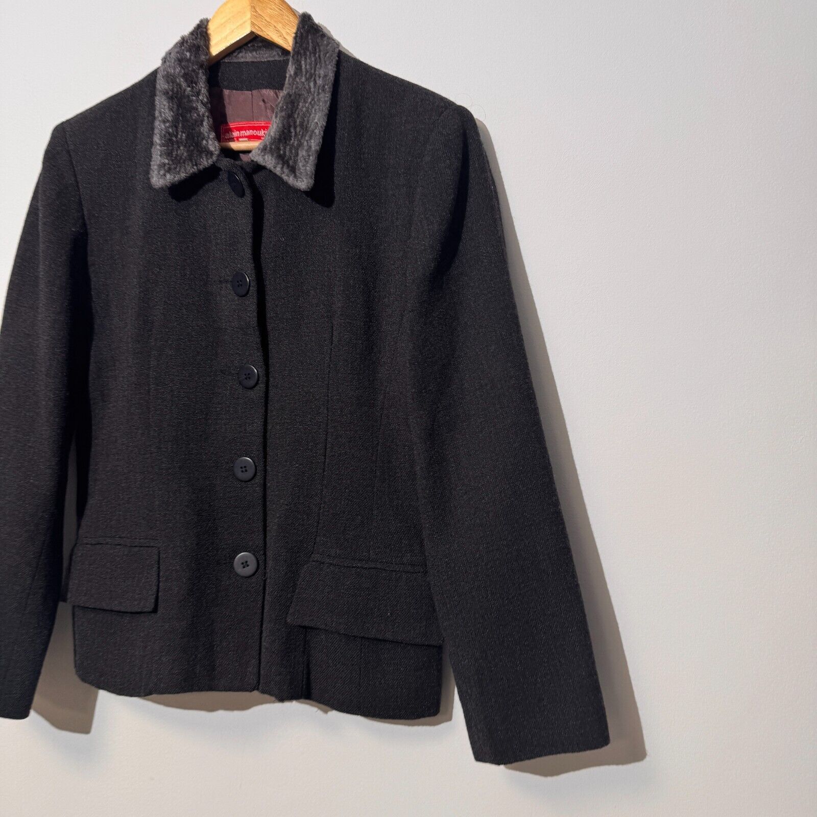 Vintage Alain Manoukian Black Gray Wool Blazer Jacket Size 48 IT Size US L / EU 52-54 / 3 - 3 Thumbnail
