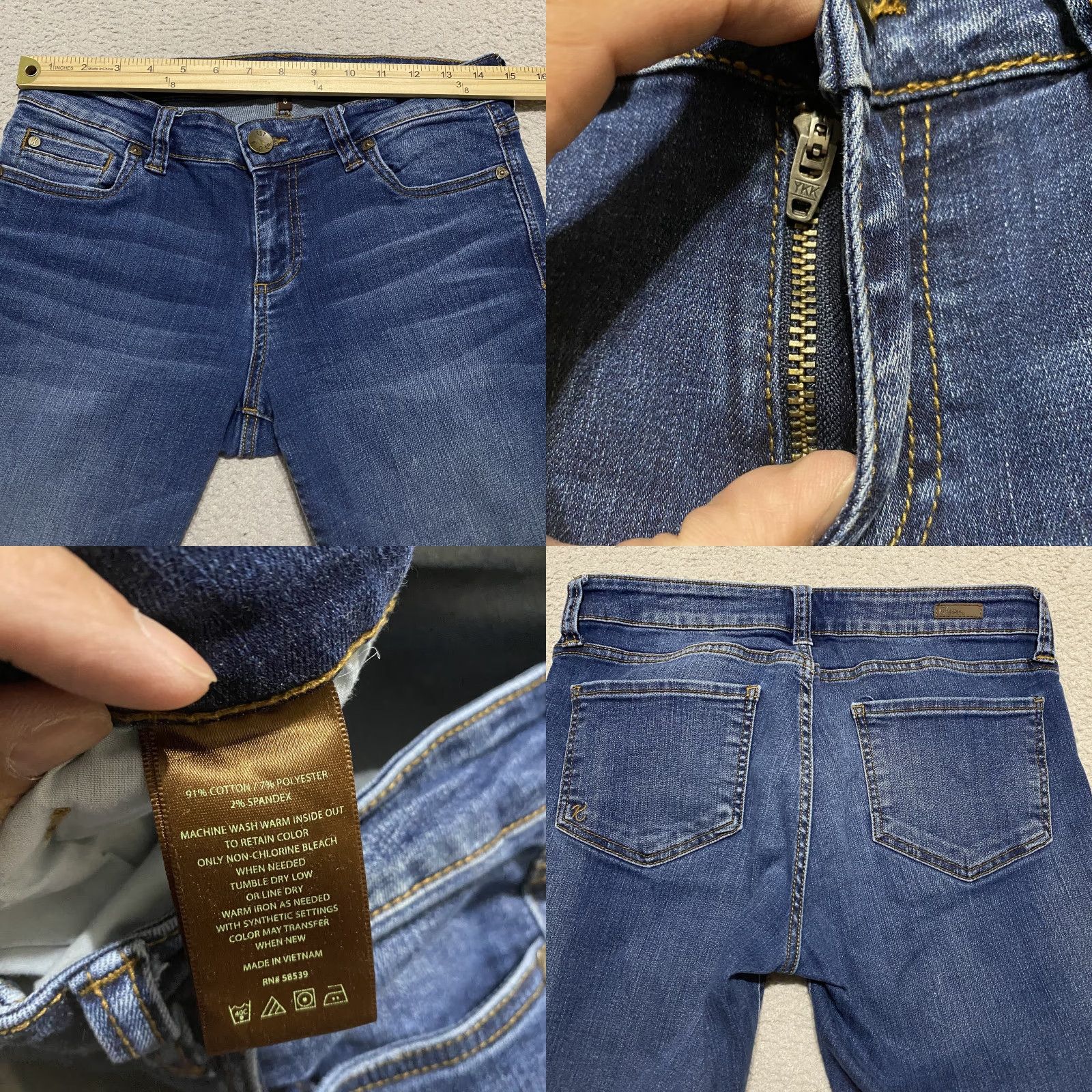 Vintage KUT from the Kloth Jeans Womens 6 Blue Denim Toothpick Skinny Dark Wash Mid Rise Jeans New title Size 28" / US 6 / IT 42 - 8 Thumbnail