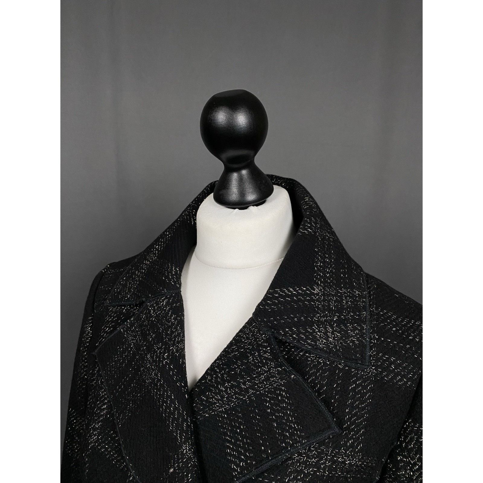 Dolce & Gabbana Dolce&Gabbana Women's Black Checked Wool Double Breasted Coa Size S / US 4 / IT 40 - 5 Thumbnail