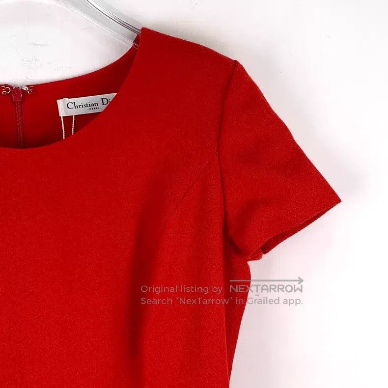 Dior Dior Red wool round-neck short-sleeved dress Size XS / US 0-2 / IT 36-38 - 3 Thumbnail