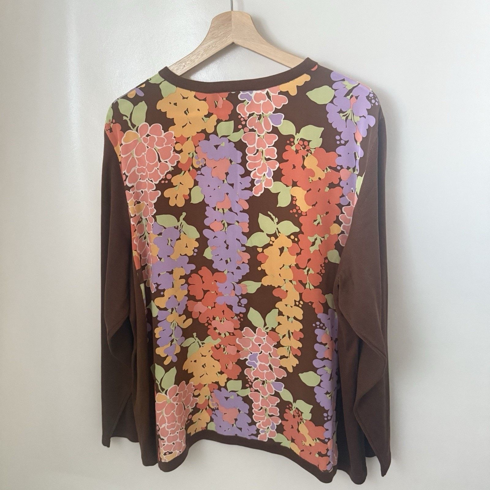 Bob Mackie Bob Mackie Silk Brown Cardigan Sweater Floral Mixed Media Size 3XL / US 20-22 - 2 Thumbnail