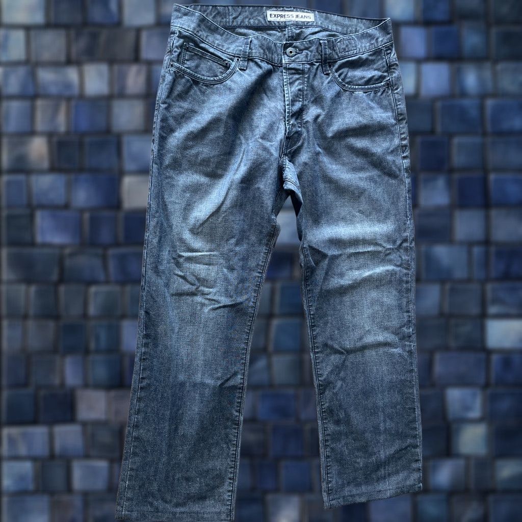 Express Express Jeans Mens 36x28 Kingston Denim Button Fly Straight Leg 5-Pocket Belt Loops Classic Fit Blue Size US 36 / EU 52 - 1 Thumbnail