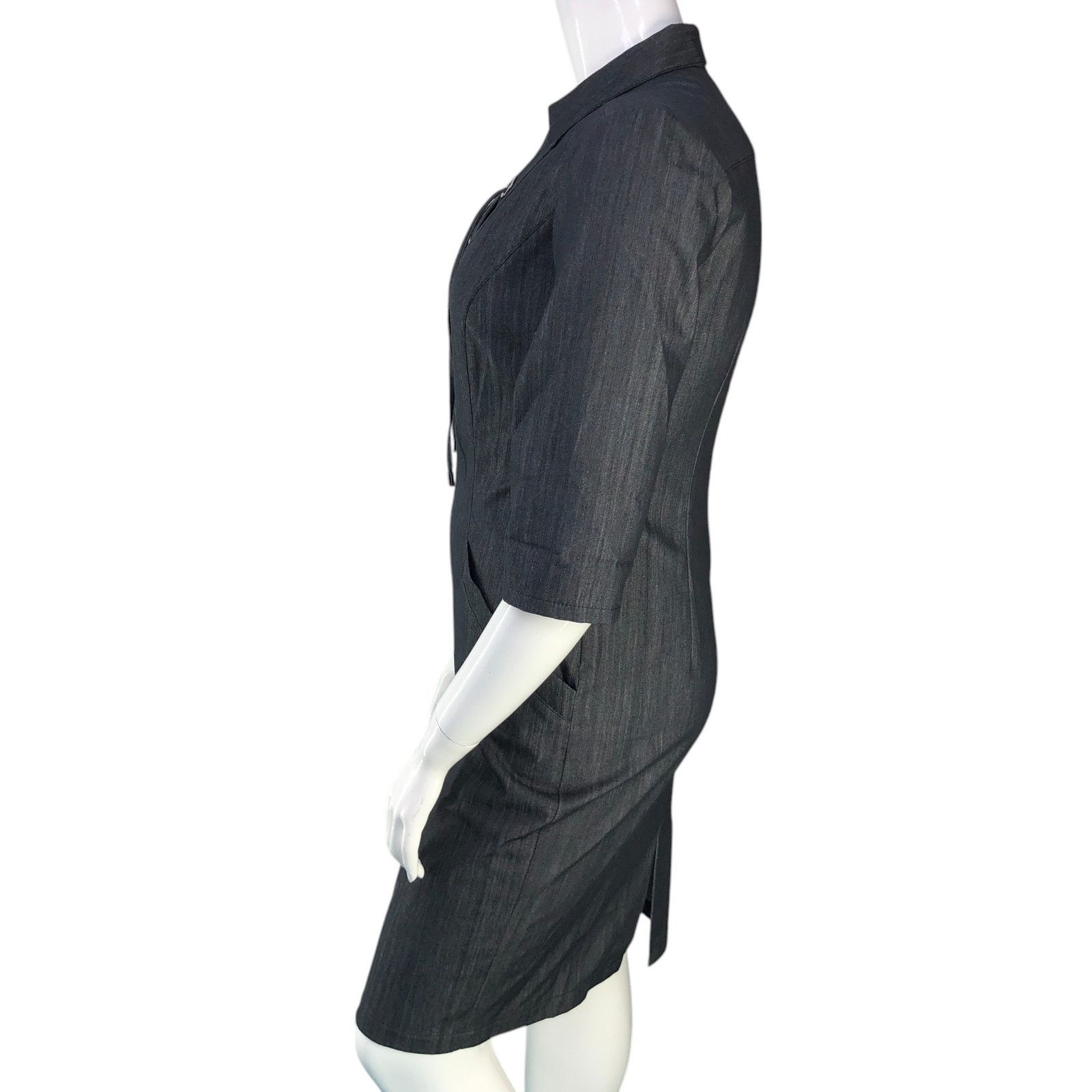 Lafayette 148 Lafayette 148 Size 8 Dress Nissa Lace Up Short Sleeve Grey Size M / US 6-8 / IT 42-44 - 5 Thumbnail