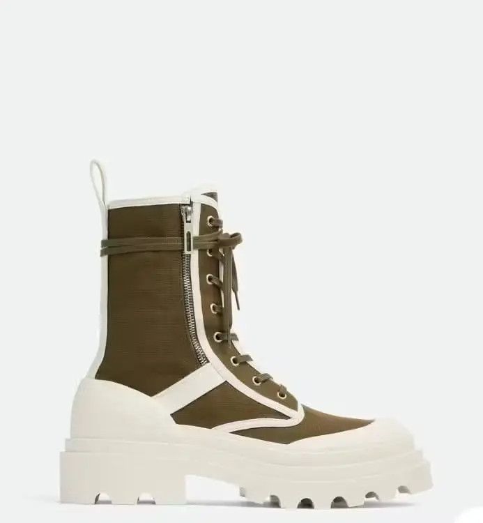 Bottega Veneta o1loc1c0824 730234 Lace-Up Boot in Olive Green/White Size US 9 / EU 42 - 1 Preview