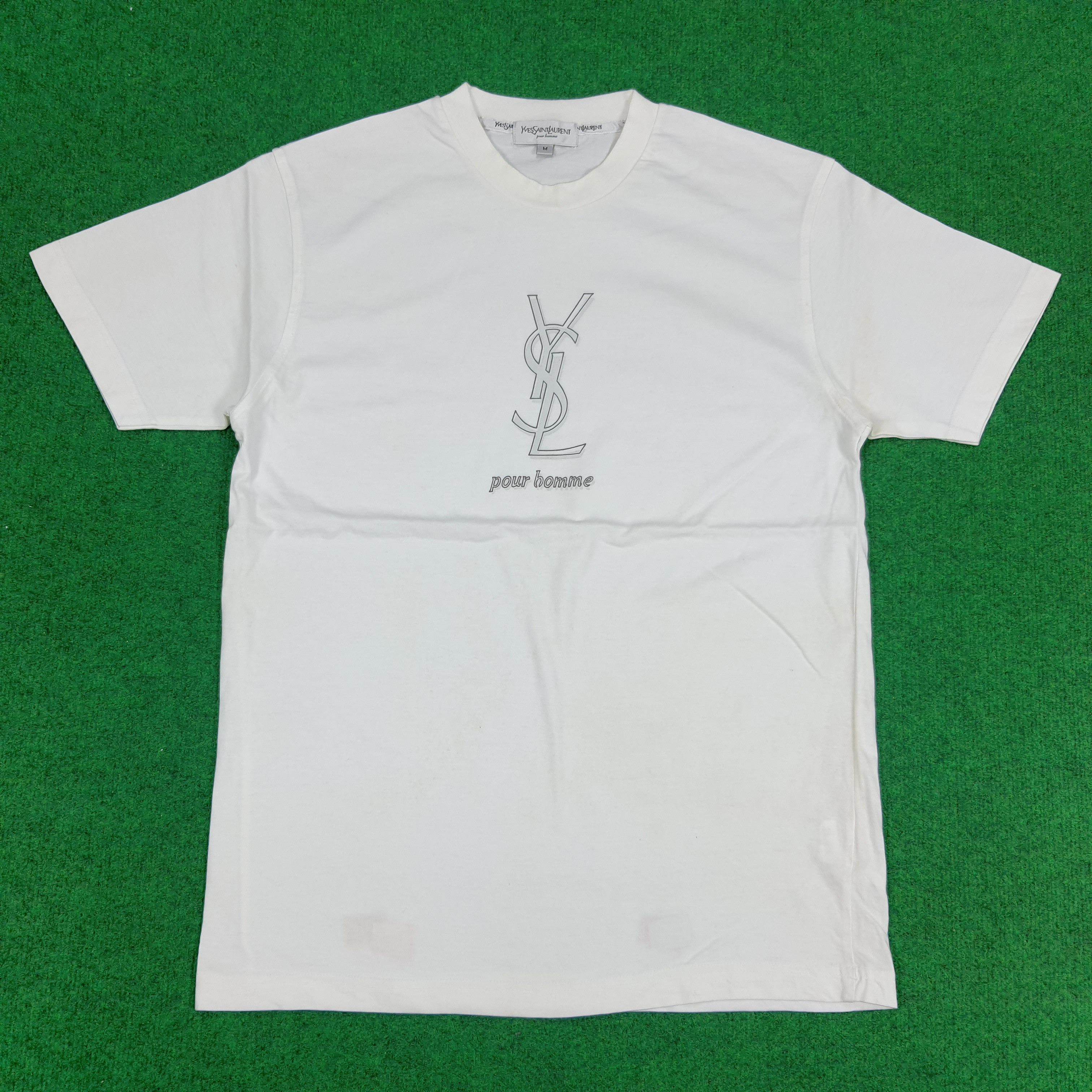 Vintage YSL Yves Saint Laurent Center Logo Designer Tshirt