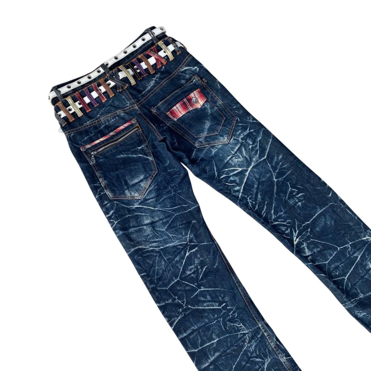 Japanese Brand Harajuku Y2K Nylaus Japan Double-Waist Belted Jean Ghostclaw Size US 29 - 14 Thumbnail