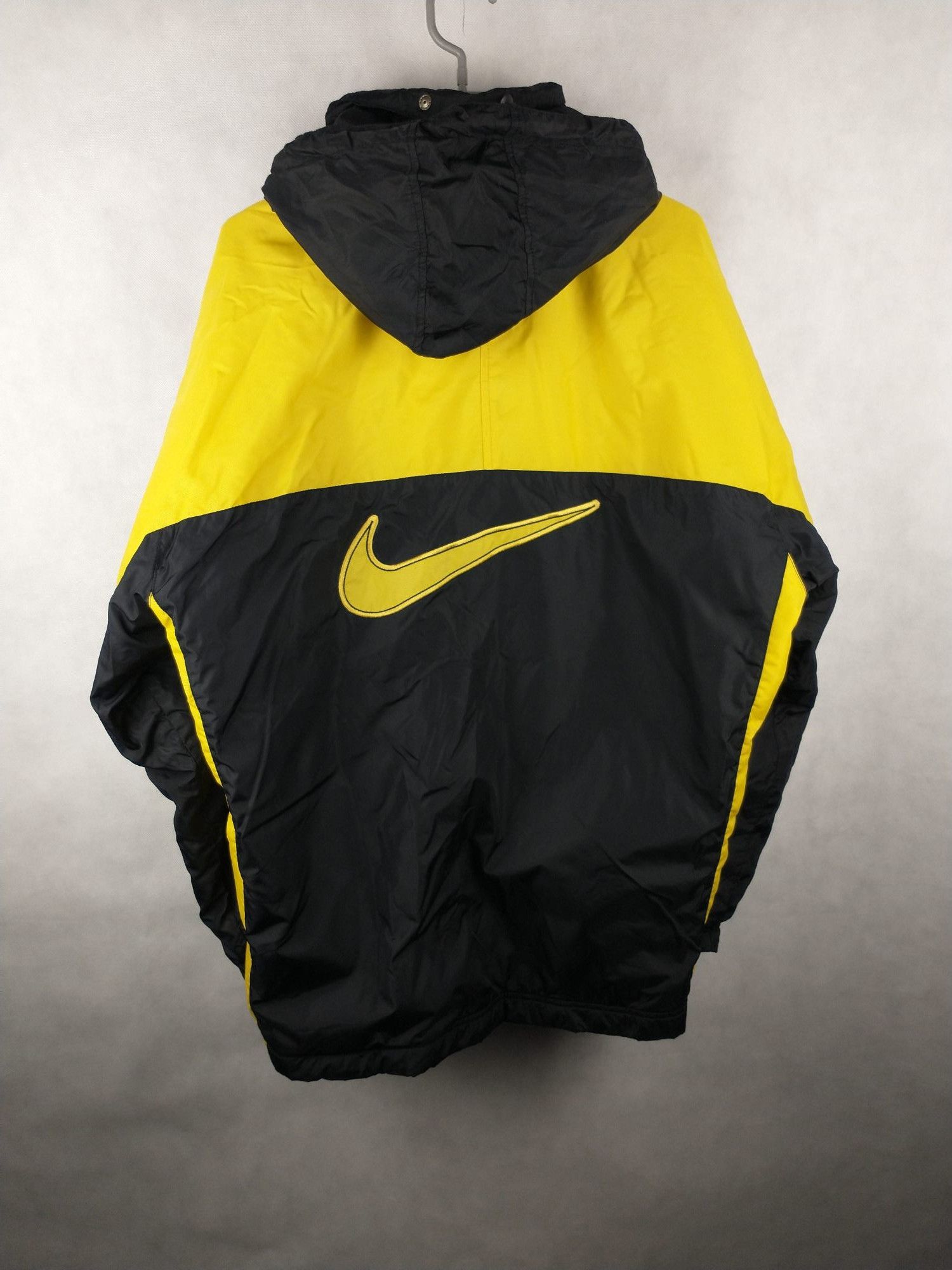 Nike Vintage 90s Nike Jacket Swoosh Black and Yellow Hooded Size US L / EU 52-54 / 3 - 2 Thumbnail