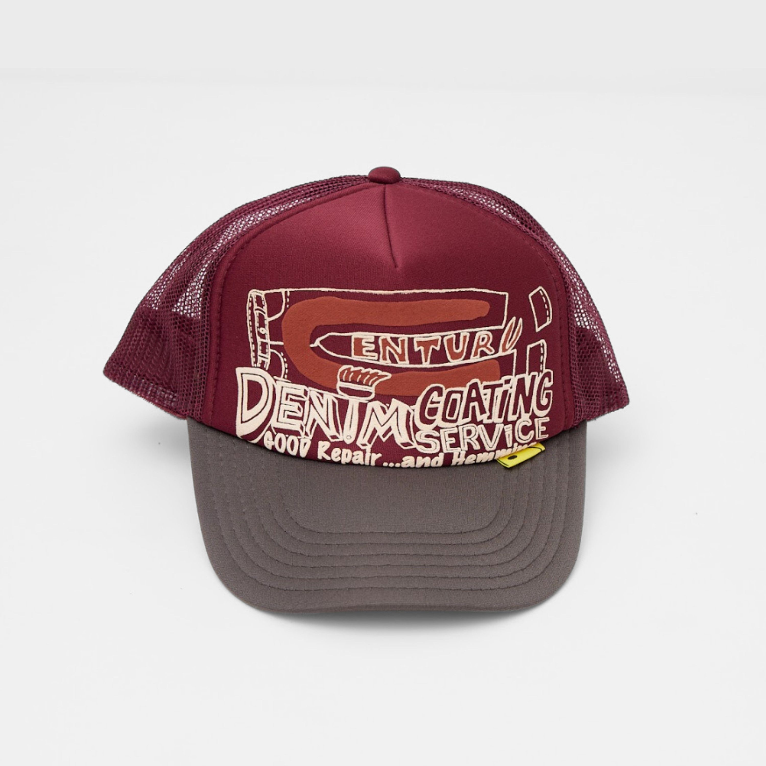 image of Kapital Century Denim Coating Service Pt Truck Cap Trucker in Burgundy, Men's