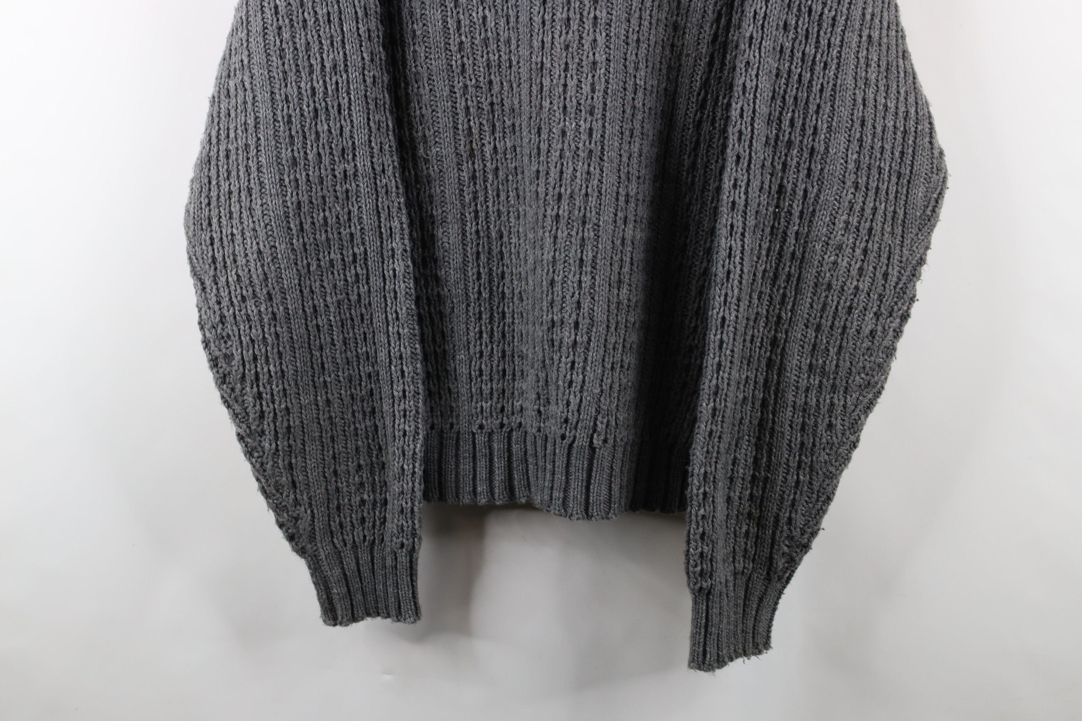 Vintage Vintage 90s Streetwear Chunky Ribbed Crewneck Sweater Gray Size US L / EU 52-54 / 3 - 3 Thumbnail