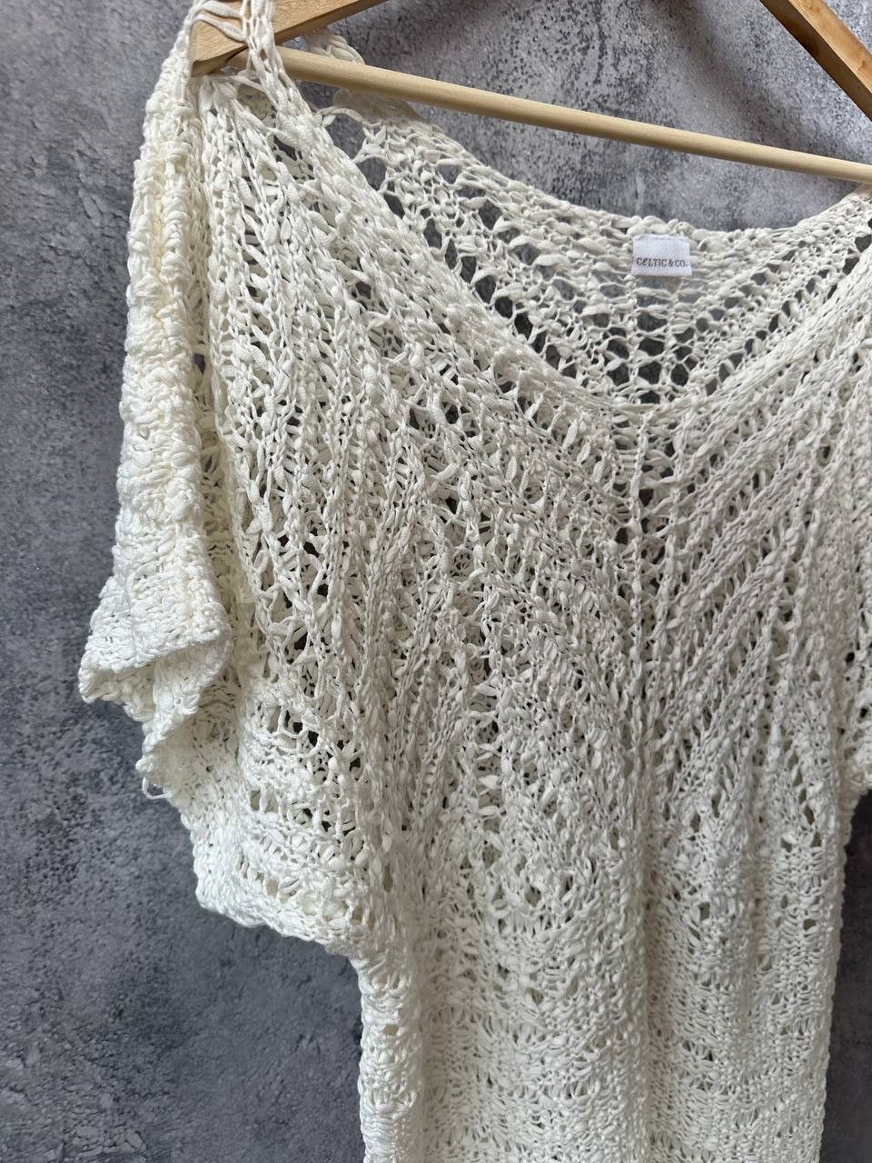 Designer Celtic & Co Crochet Stitch Top Tunic Blouse Relaxed Mako Size S / US 4 / IT 40 - 4 Thumbnail