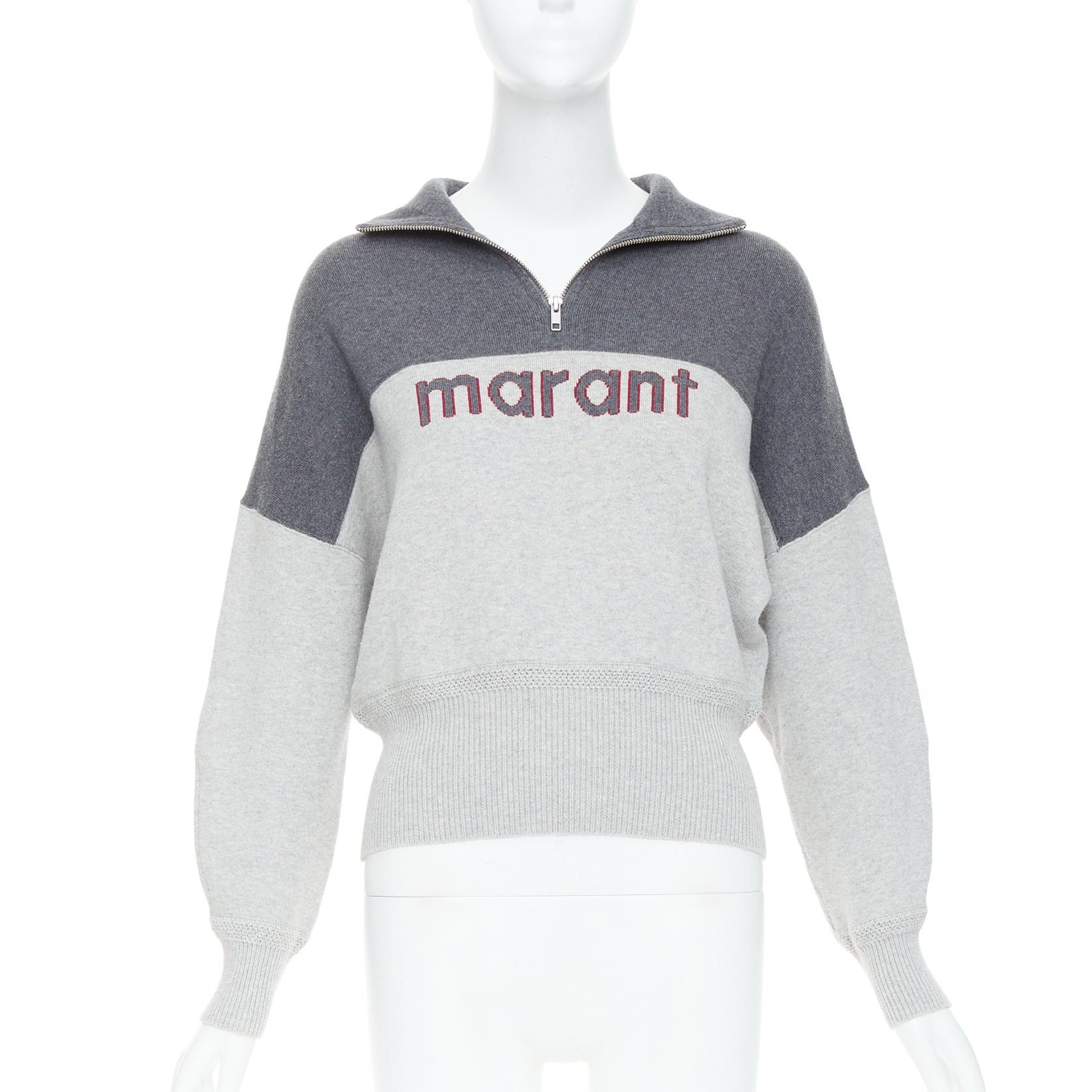 Isabel Marant ISABEL MARANT Etoile grey bicolor logo half zip jumper sweater Size S / US 4 / IT 40 - 1 Thumbnail