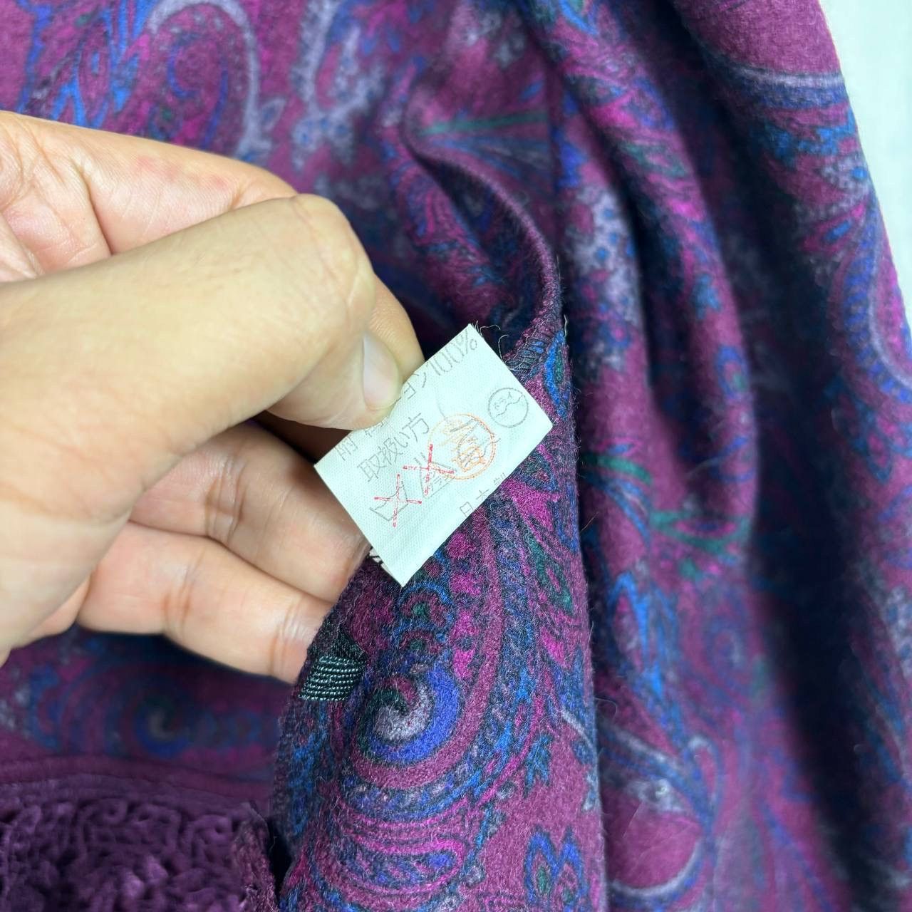 Japanese Brand Vintage Purple Paisley Poncho Cloaks Capes Size US M / EU 48-50 / 2 - 6 Thumbnail