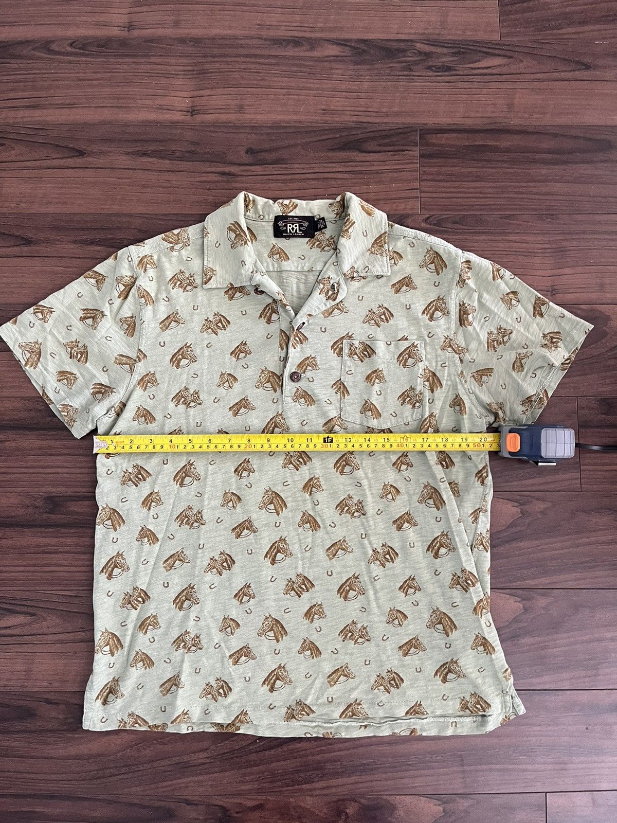 image of Rrl Ralph Lauren Horses Polo Shirt in Green, Men's (Size Large)