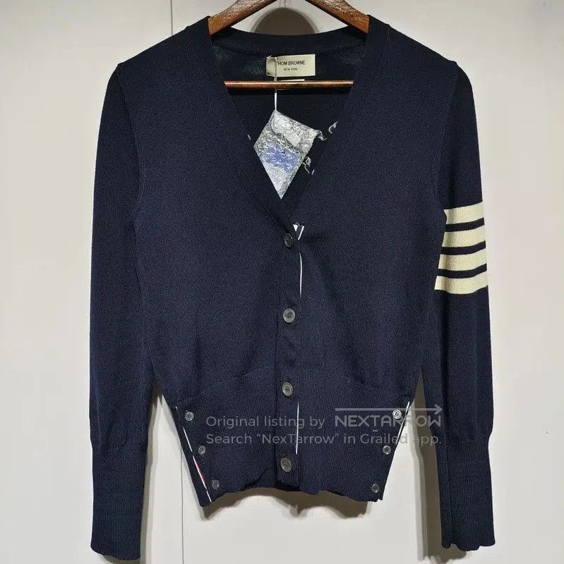 Thom Browne Thom Browne Navy Wool Cardigan with Unique Design . Size M / US 6-8 / IT 42-44 - 2 Thumbnail