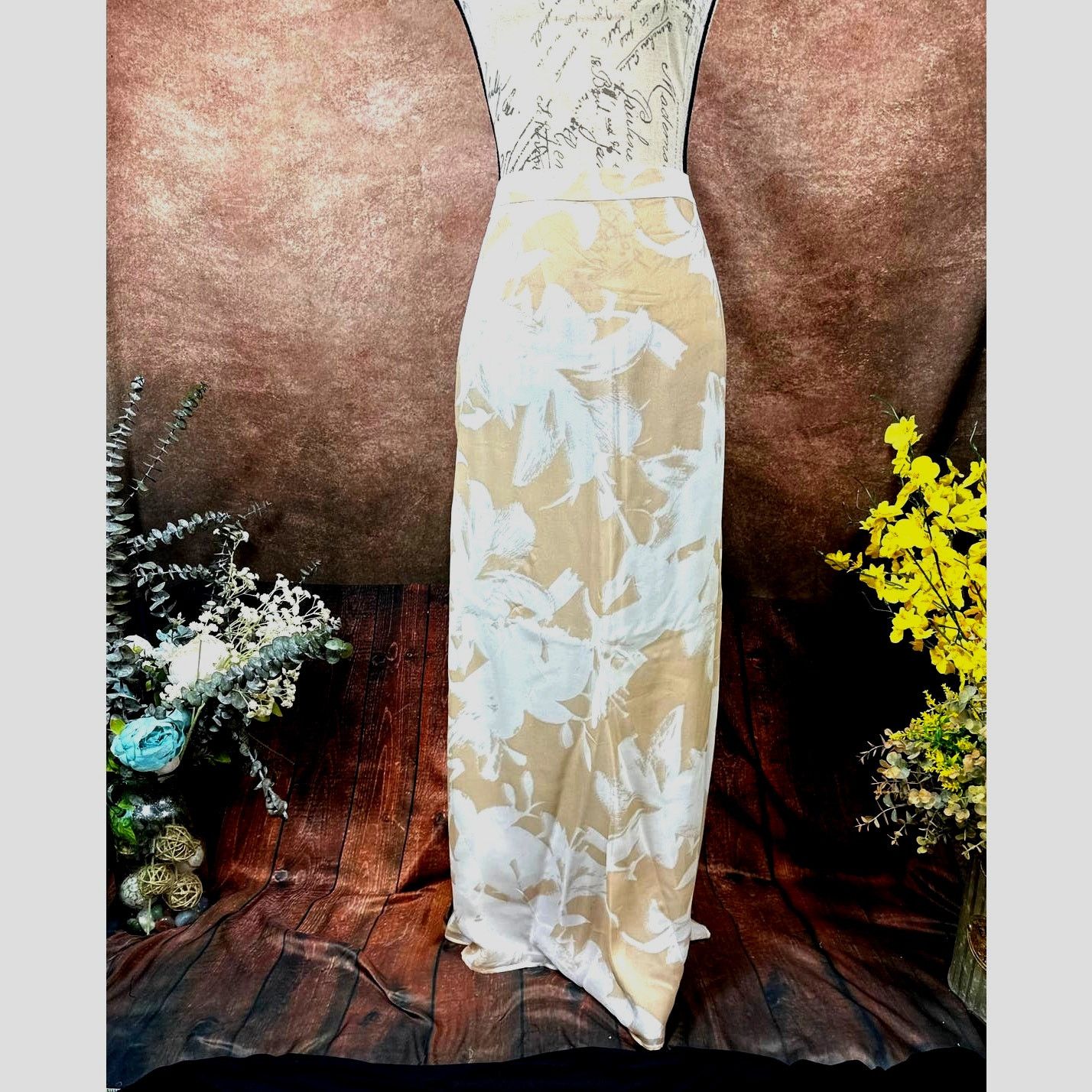 Other Socapri 100% Silk Maxi Skirt Brown Floral 46 Italian (10 us) Size 30" / US 8 / IT 44 - 7 Thumbnail