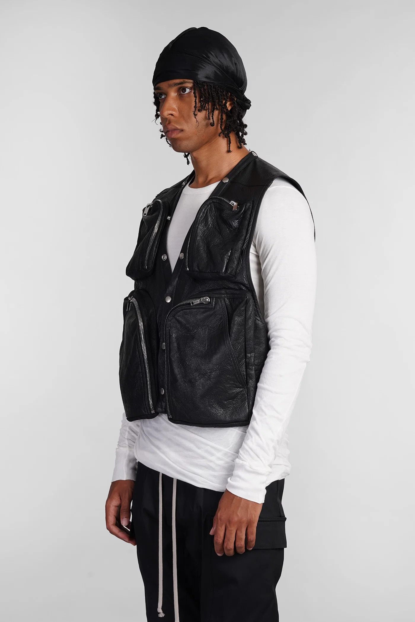 Rick Owens EU50 Zip Blistered Lamb Leather Cargo Vest FW24 Porterville Size US M / EU 48-50 / 2 - 24 Thumbnail