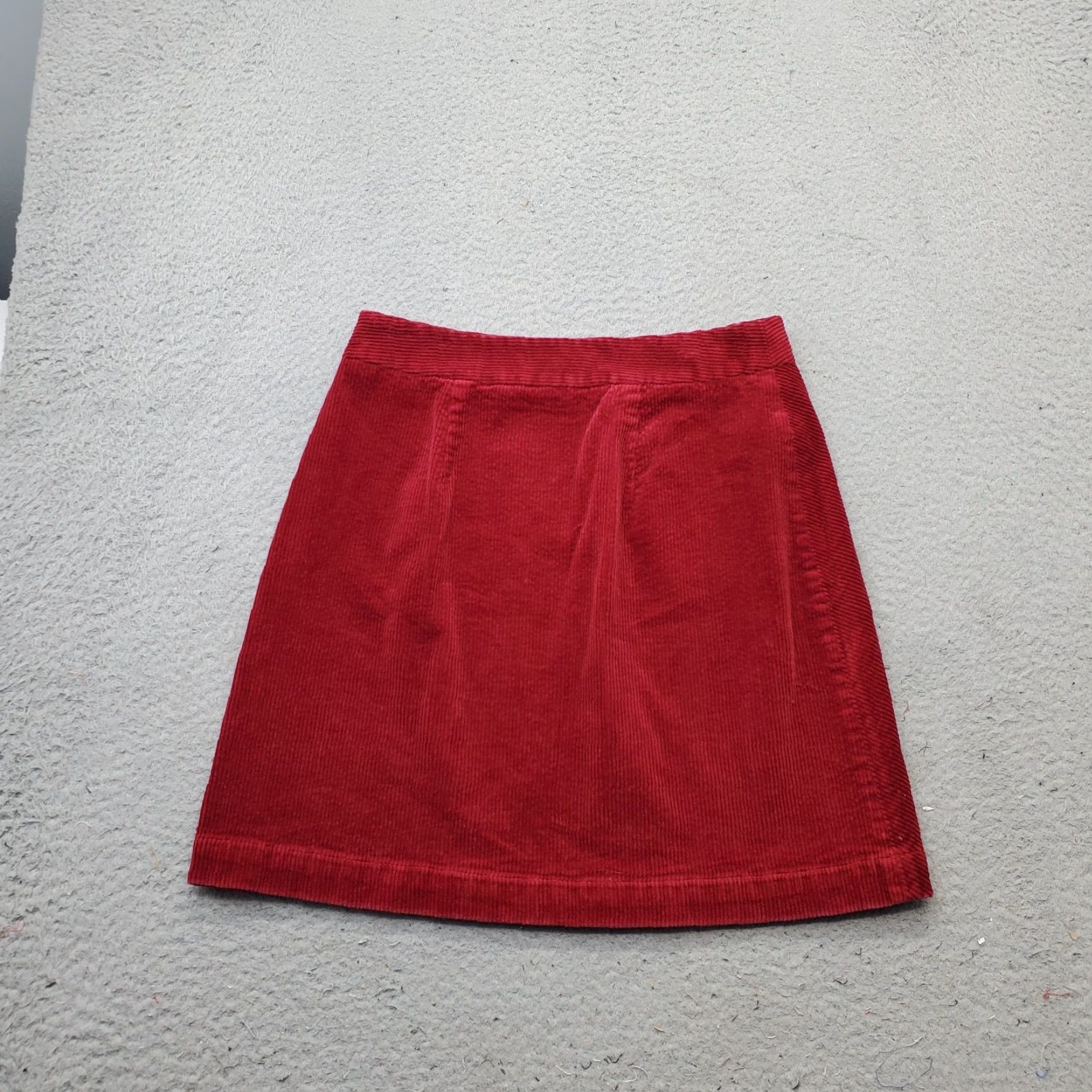 Loft LOFT Womens 2 Red Corduroy A-Line Mini Skirt Zip Pleated Lined Stretch Casual Short Size 26" / US 2 / IT 38 - 2 Thumbnail