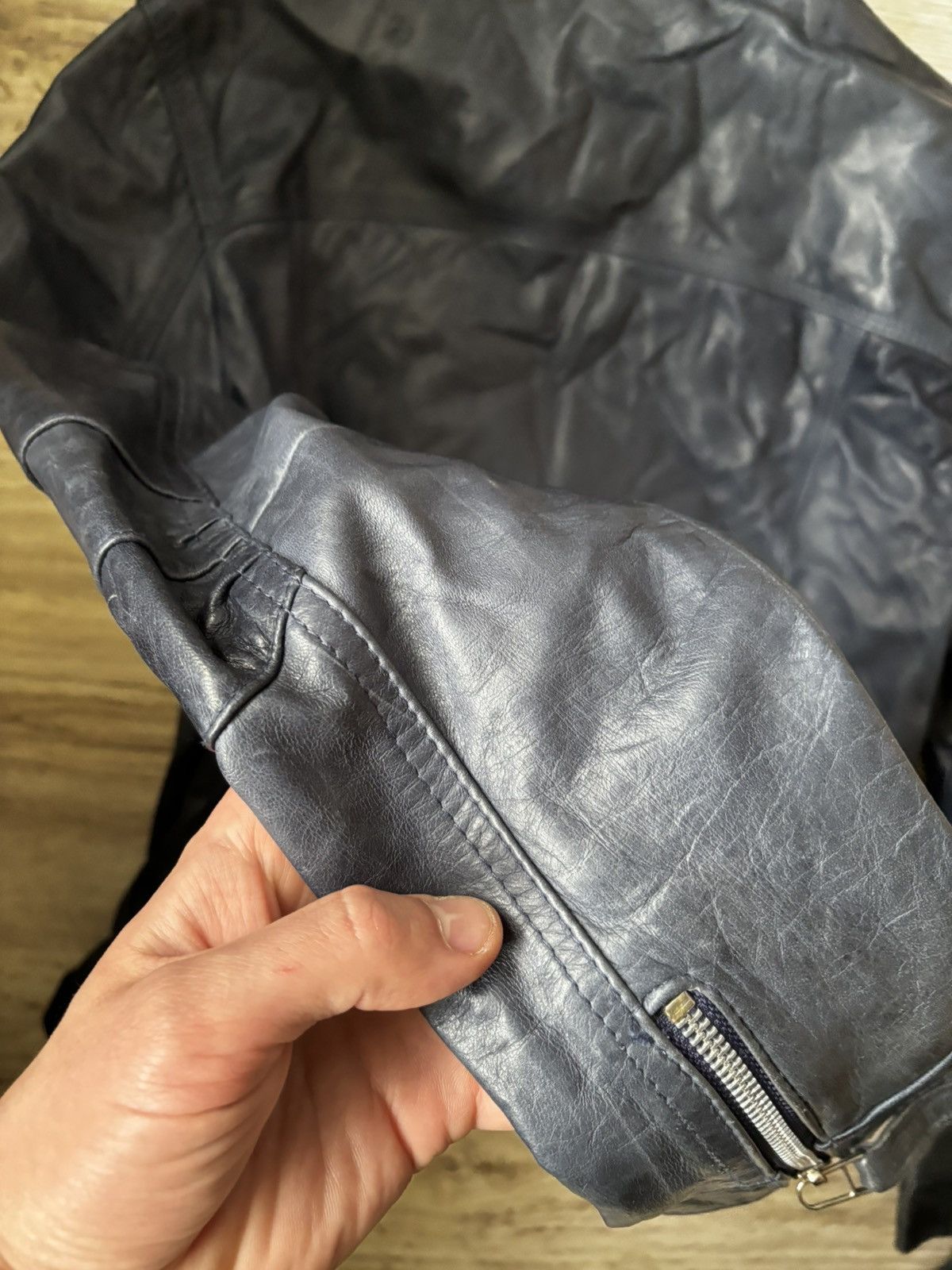 Other Renzo Costa Dark Blue Leather Jacket M – Peru Made Size M / US 6-8 / IT 42-44 - 15 Thumbnail