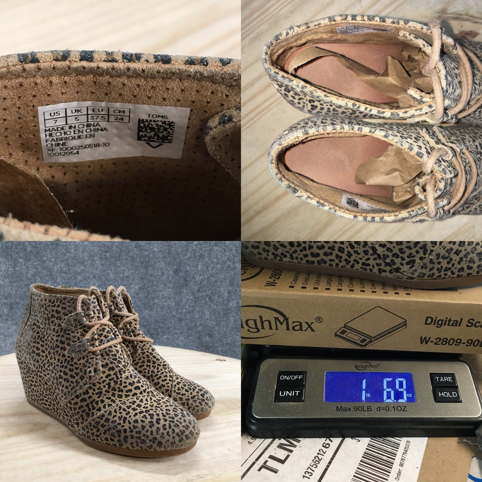 Toms Toms Kala Desert Lace Up Wedge Ankle Bootie Boots Brown Suede Womens 7 Leather Upper Suede Shaft Ankle Bootie Size US 7 / IT 37 - 10 Thumbnail