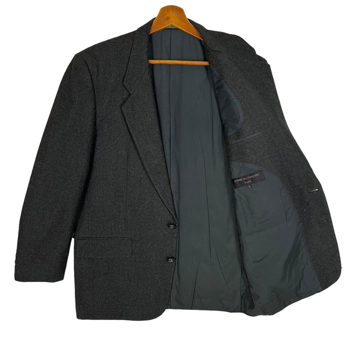 Dark Gray Notch Lapel Blazer