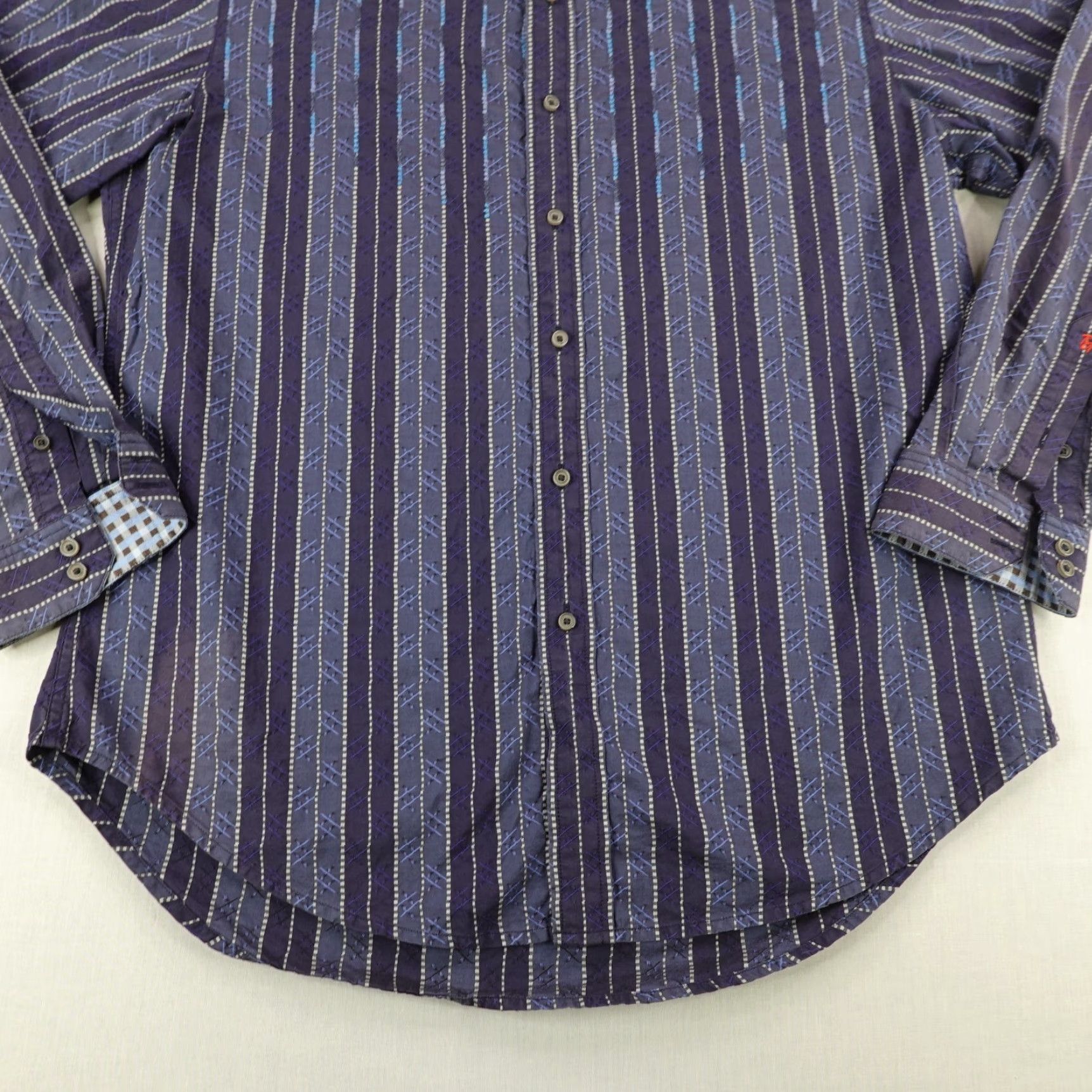 Robert Graham VINTAGE Robert Graham Striped Button-Up Shirt Men Large Blue Cotton Long Sleeve Collared Designer Classic Mens Size US L / EU 52-54 / 3 - 3 Thumbnail