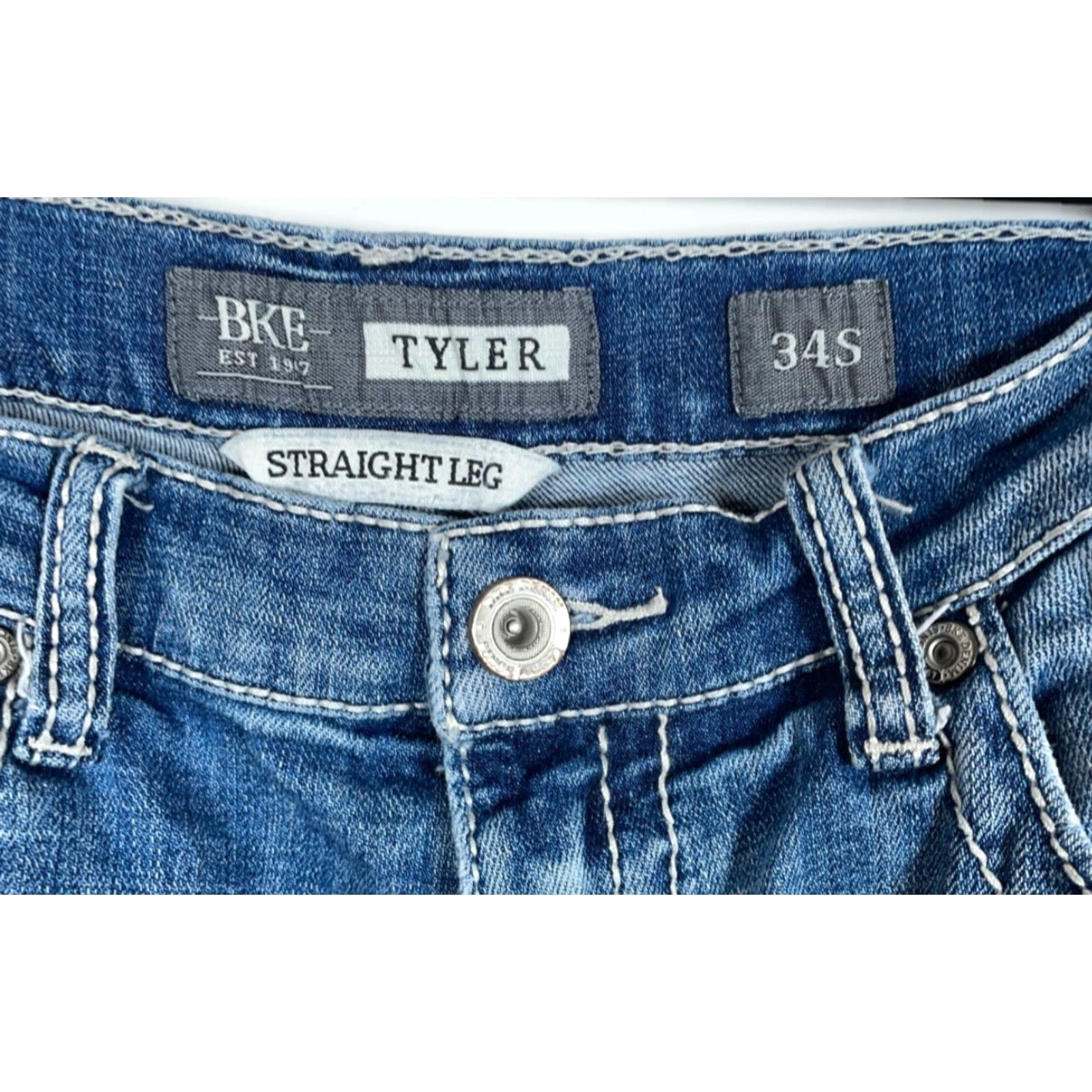 Vintage VINTAGE Buckle Bke Tyler Jeans Straight 33x30 Blue Denim Mid Rise 90s Hipster Grunge Mens Size US 33 - 3 Thumbnail