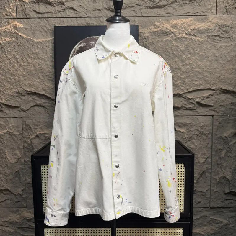 Dior Dior White Denim Women's Jacket with Paint Splatter 0089 Size M / US 6-8 / IT 42-44 - 1 Thumbnail