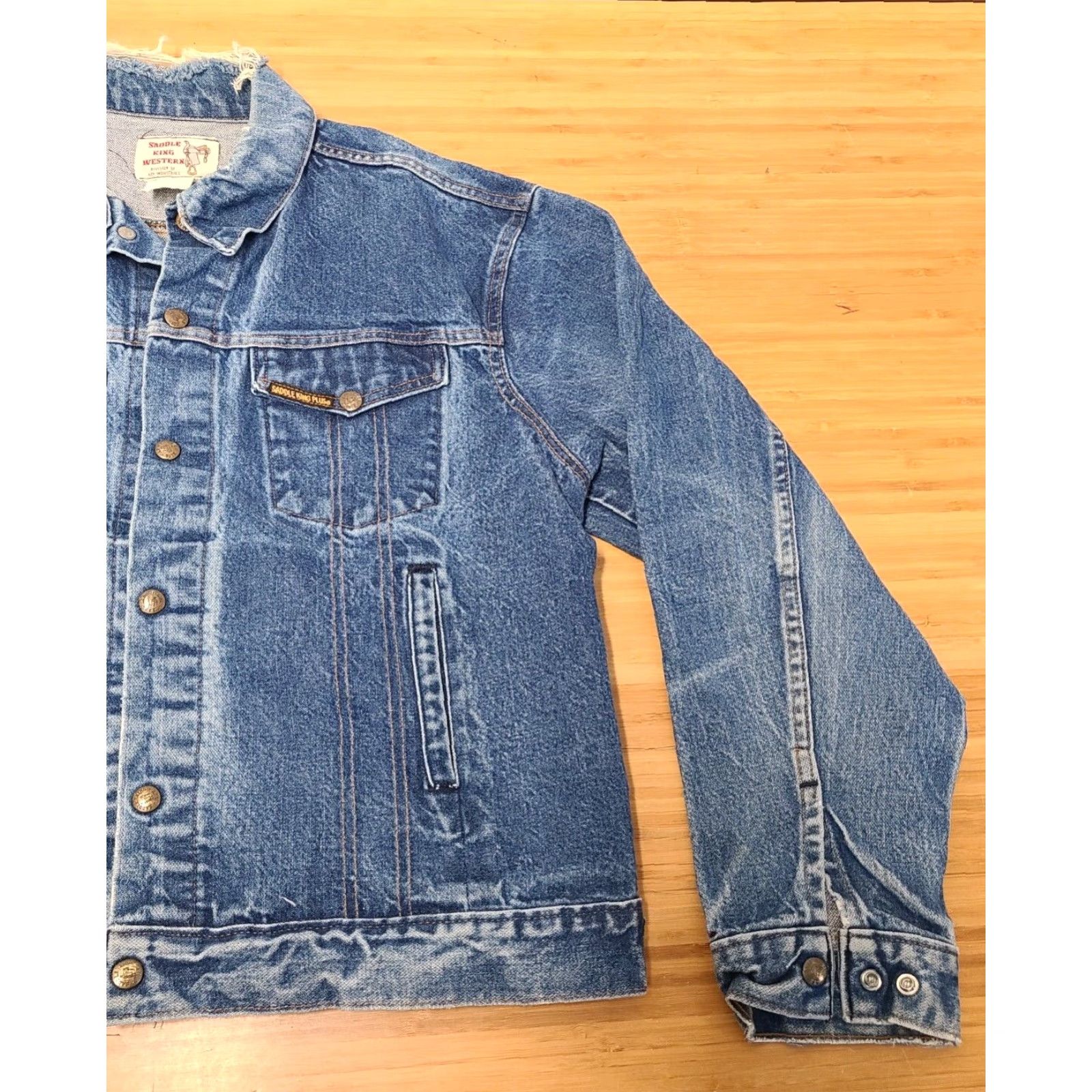 Vintage VINTAGE Saddle King Western Denim Jacket USA Made Men 46 Regular Blue Denim Jacket with Pockets Mens Size US 30 / EU 46 - 2 Thumbnail