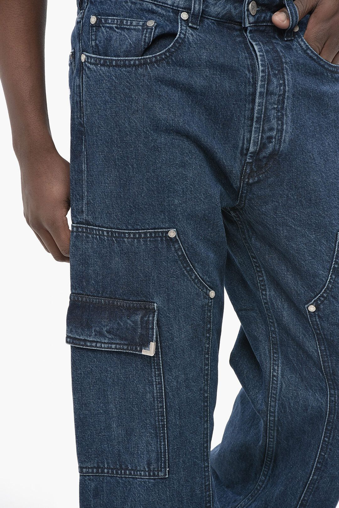 Palm Angels og1mm0326 Cargo Straight-Fit Jeans in Blue Size US 34 / EU 50 - 3 Thumbnail