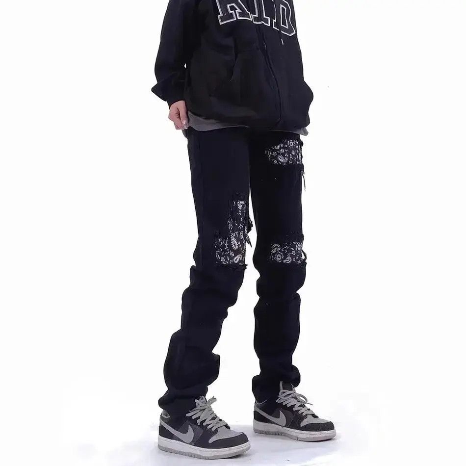 Japanese Brand Mens Skinny Jeans Street Black Hole Slim Fit Size US 32 / EU 48 - 3 Thumbnail