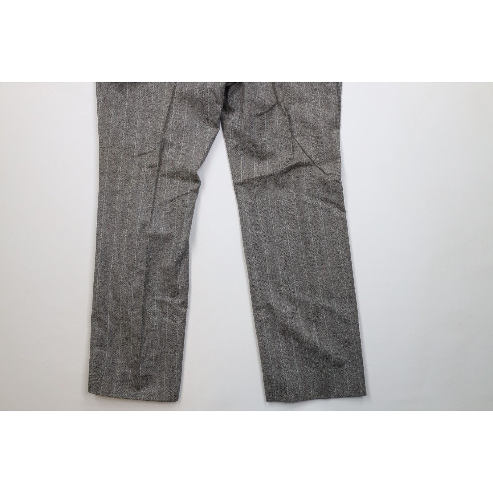 Vintage Vintage 70s Heavy Wool Herringbone 3 Piece Suit Wedding Size 44L - 24 Thumbnail